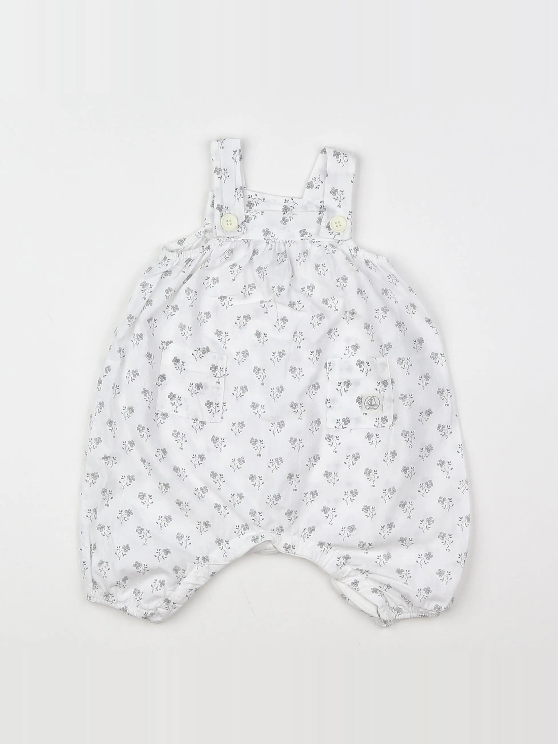 Petit Bateau - salopette blanc - 3 mois