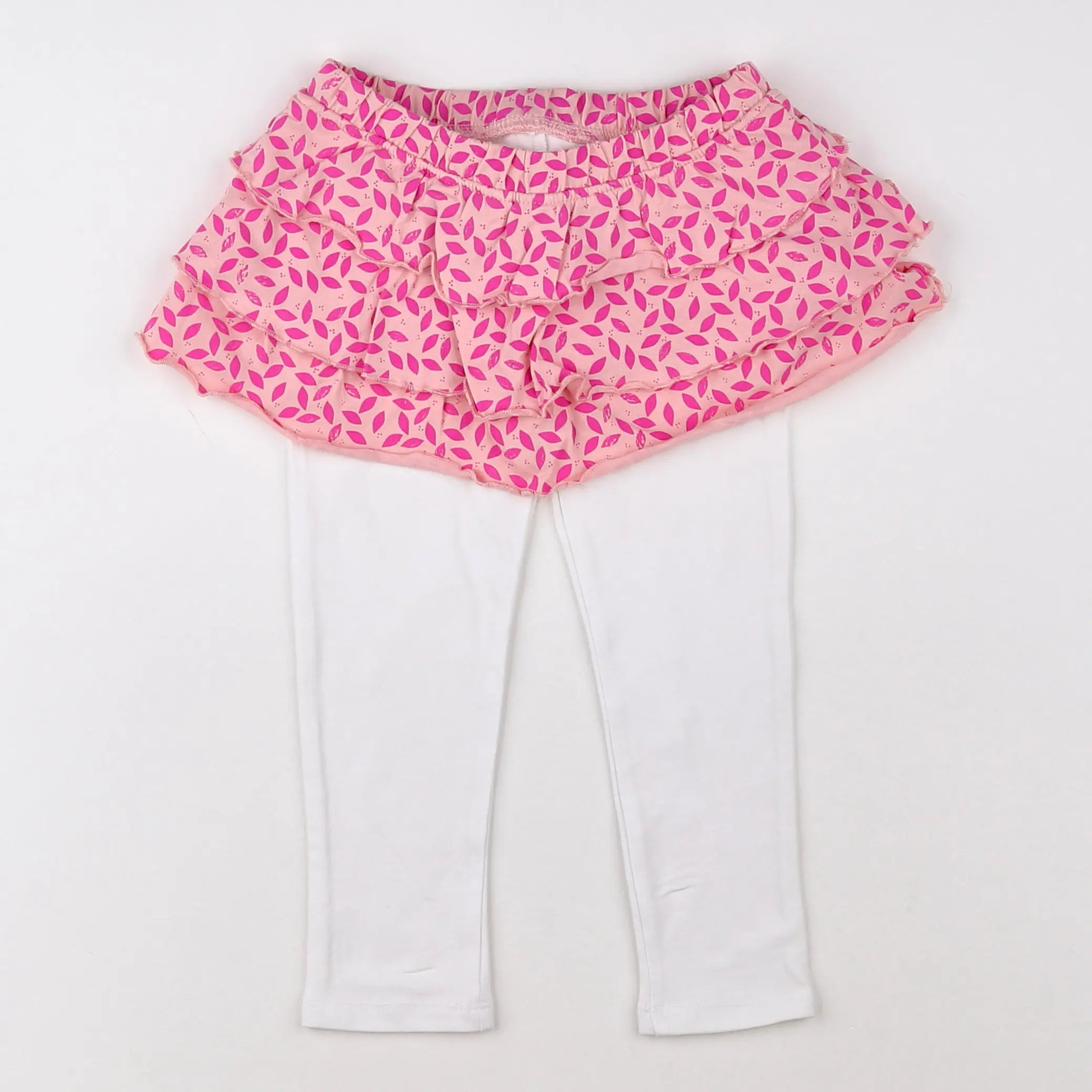 Vertbaudet - jupe blanc, rose - 2 ans