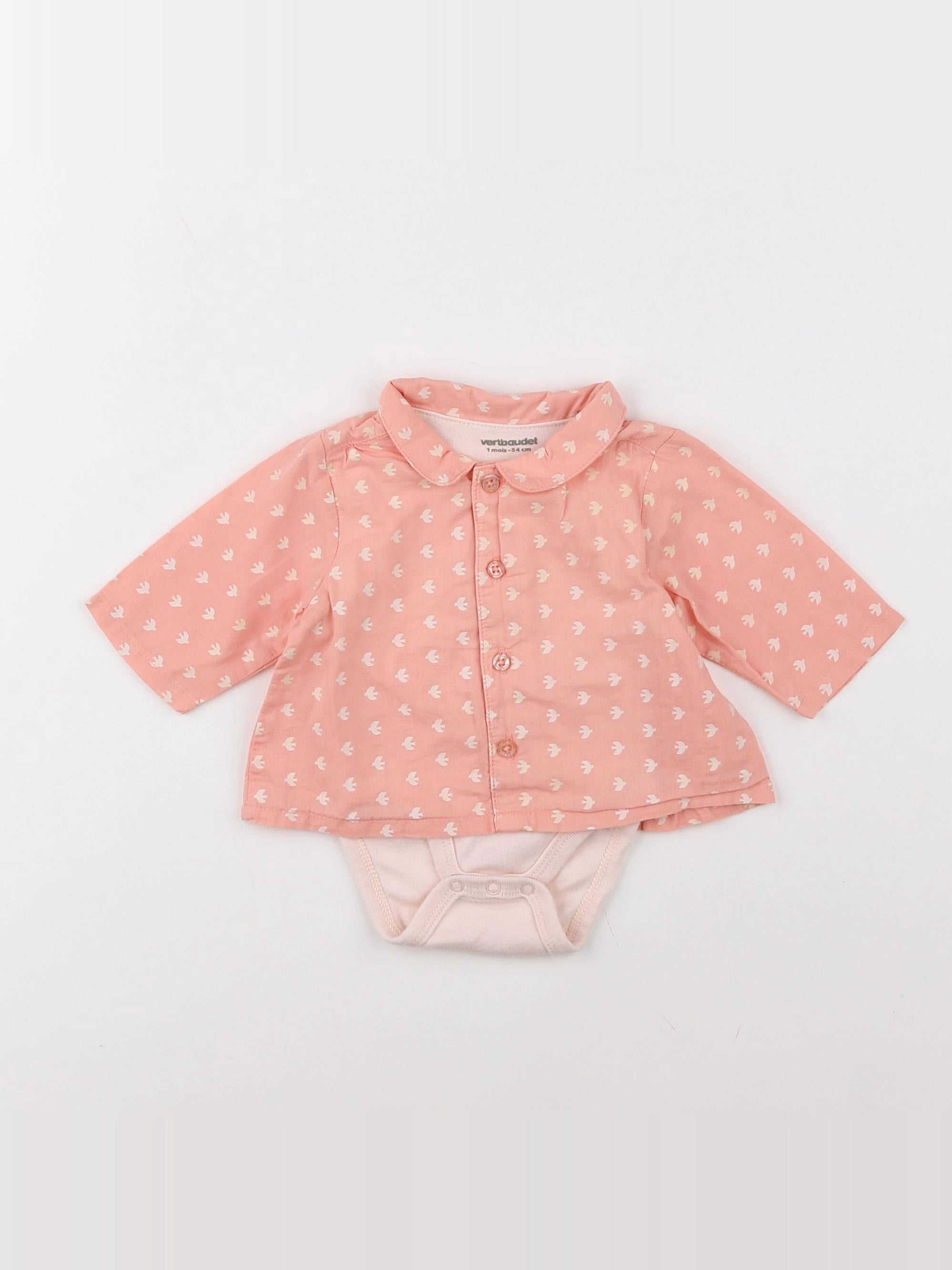 Vertbaudet - body vetement rose - 1 mois