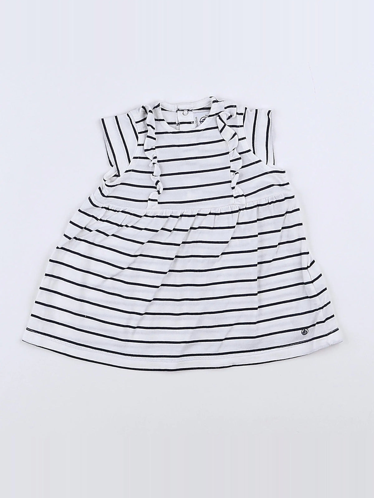 Petit Bateau - robe blanc, bleu - 3 mois