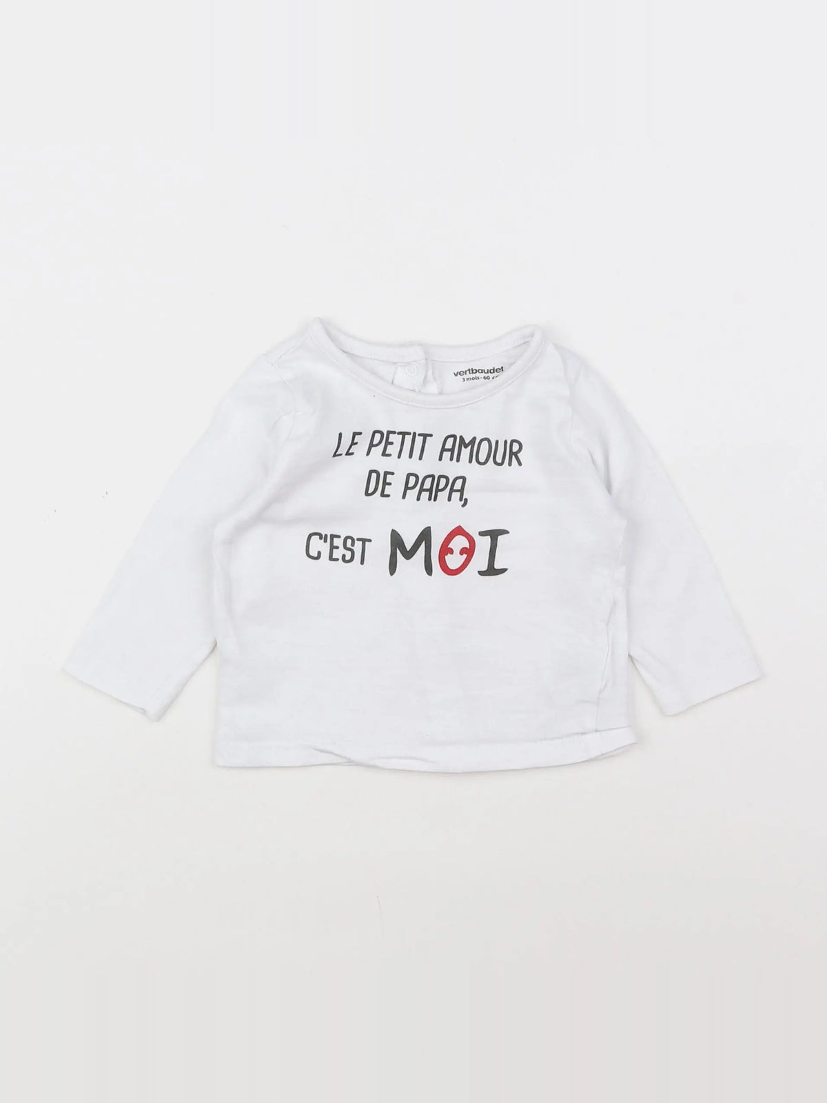 Vertbaudet - tee-shirt blanc - 3 mois