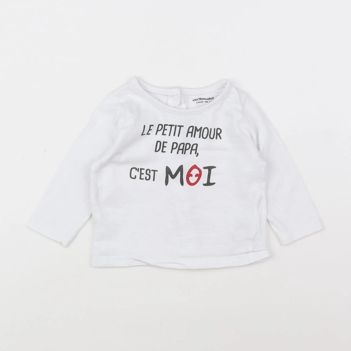 Vertbaudet - tee-shirt blanc - 3 mois