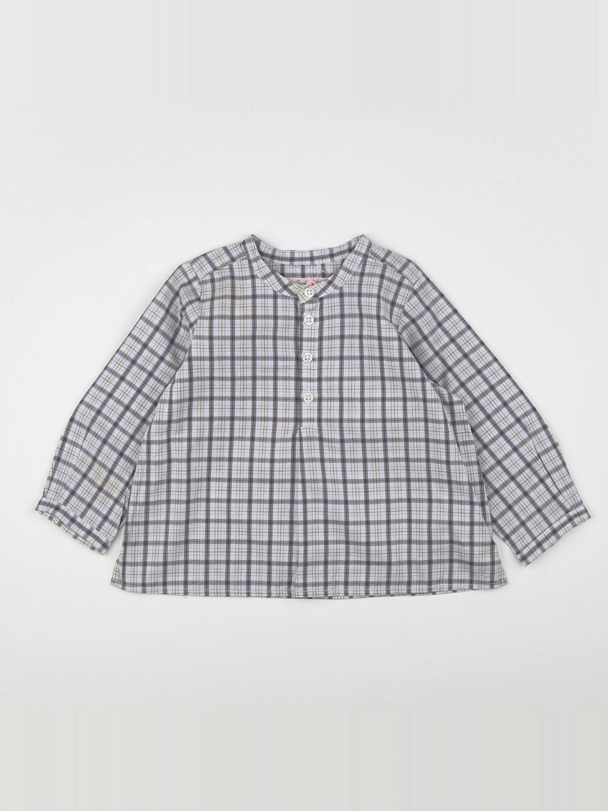 Bonpoint - chemise beige, gris - 12 mois