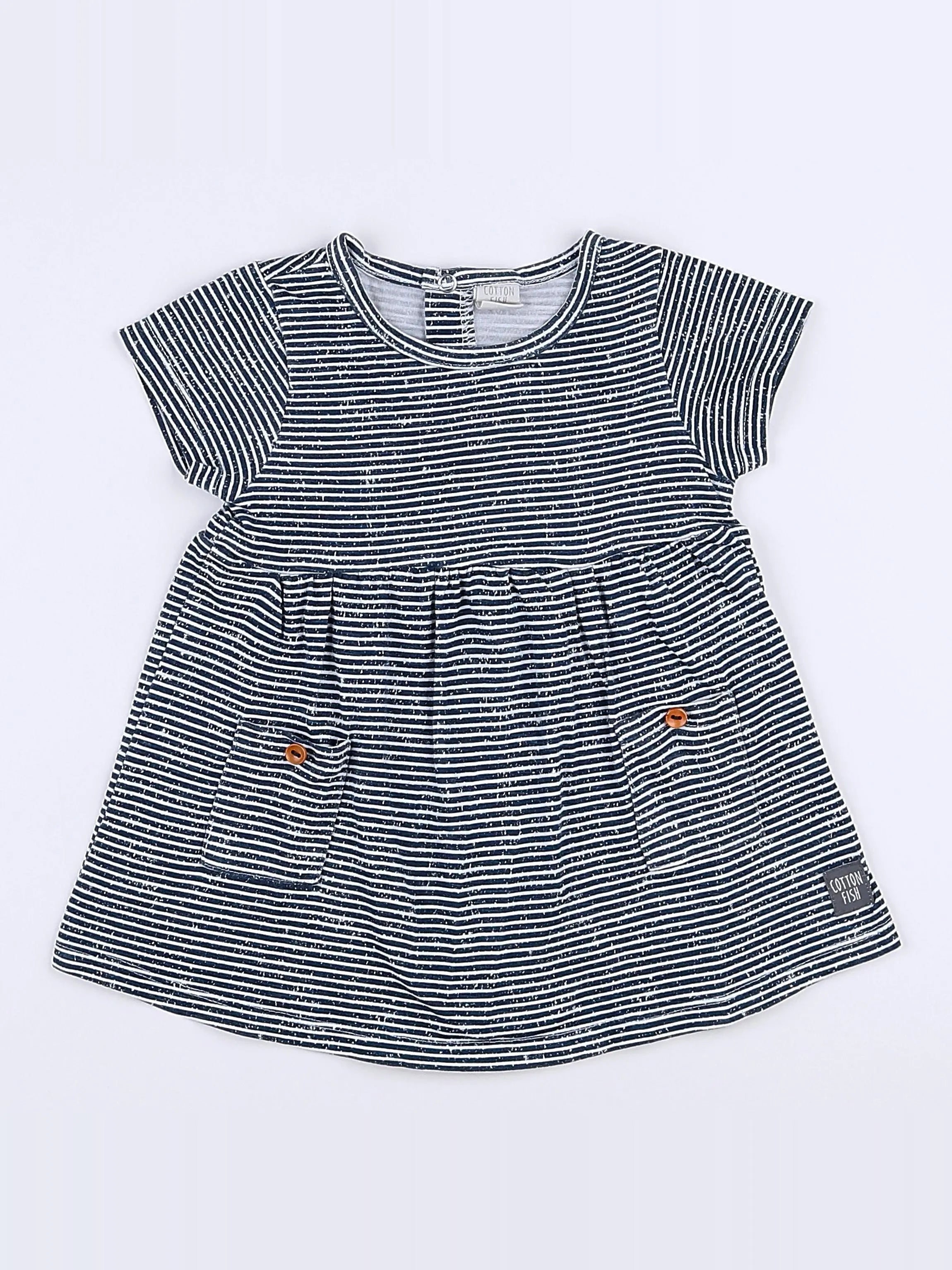 Cotton Fish - robe blanc, bleu - 9 mois