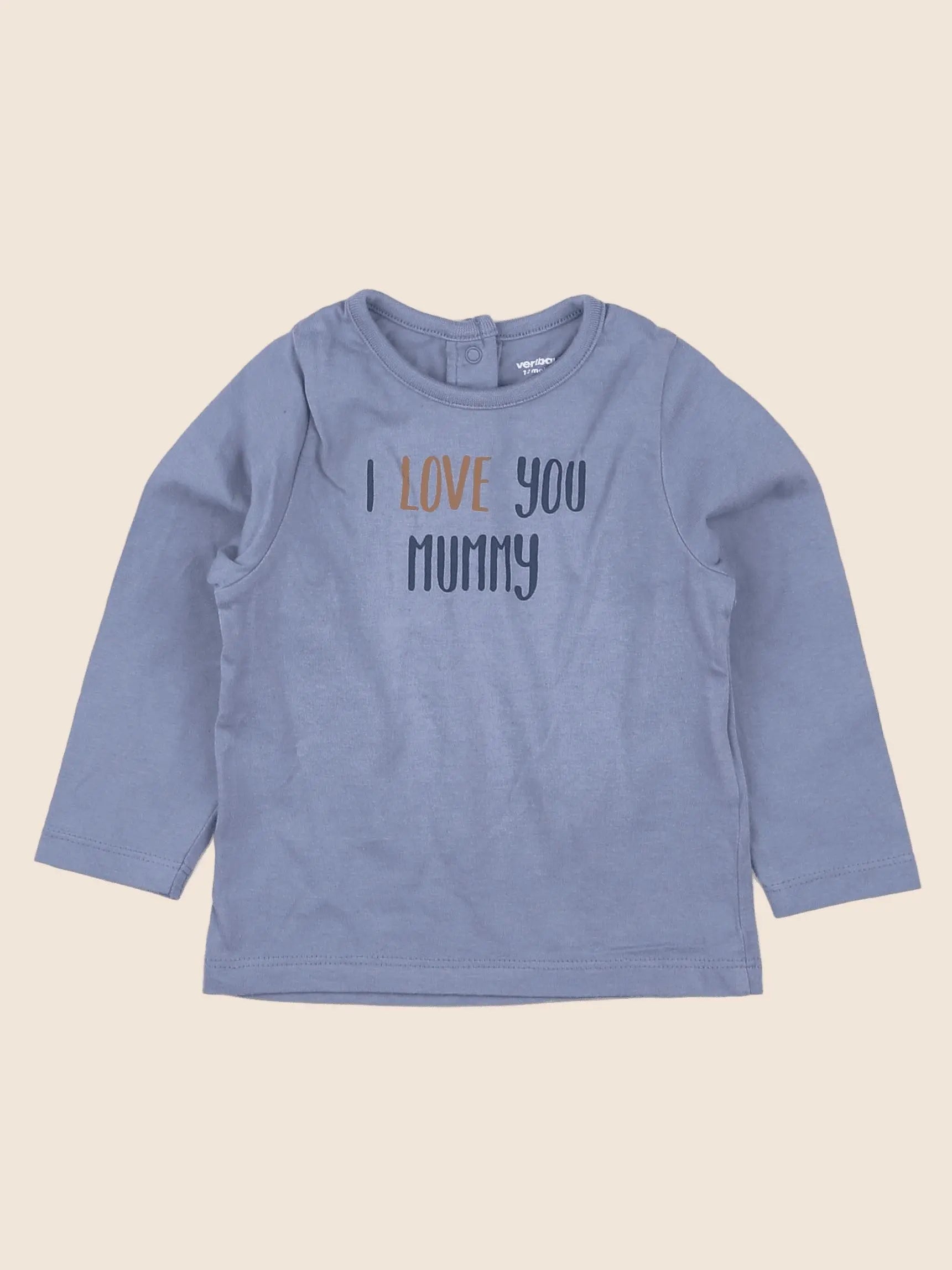 Vertbaudet - tee-shirt bleu - 12 mois