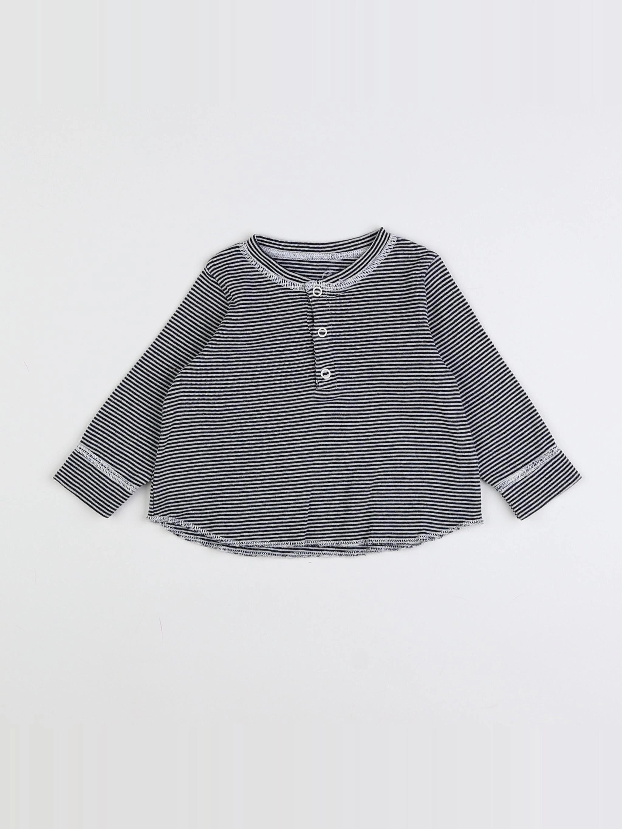 Petit Bateau - tee-shirt bleu - 6 mois