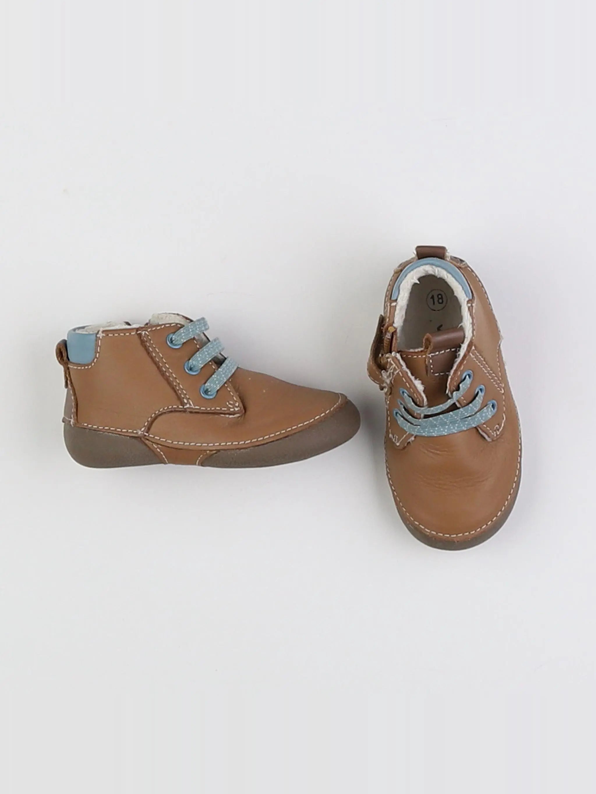 Vertbaudet - bottillons marron, bleu - pointure 18