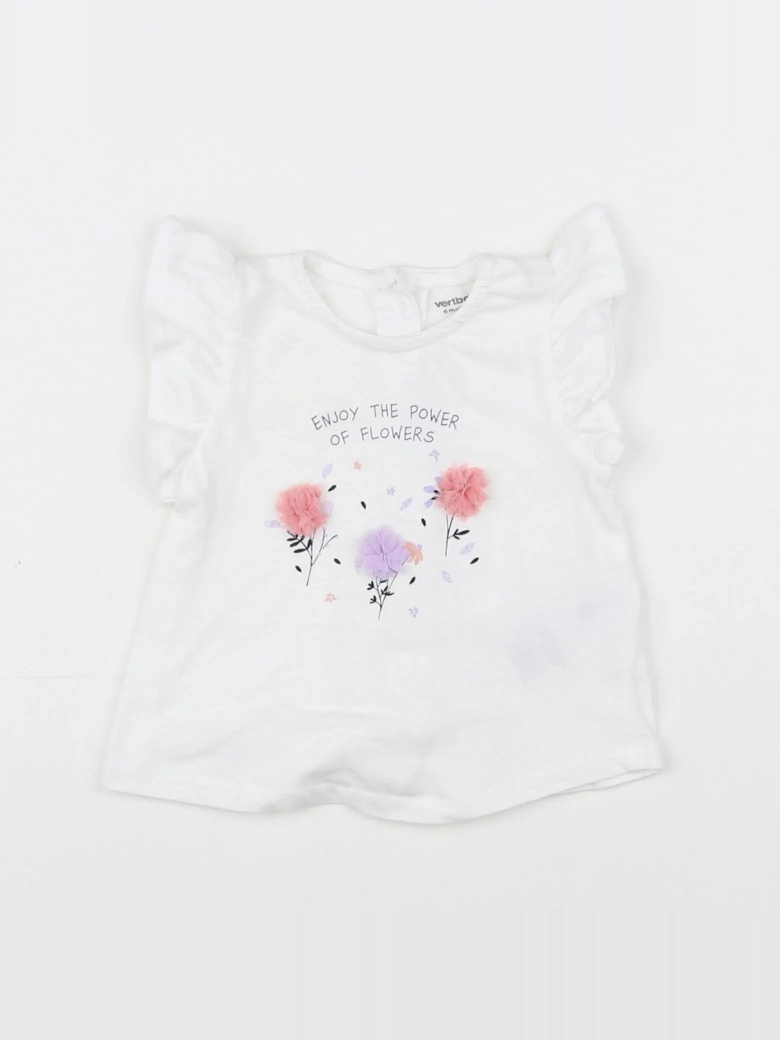 Vertbaudet - tee-shirt blanc - 6 mois