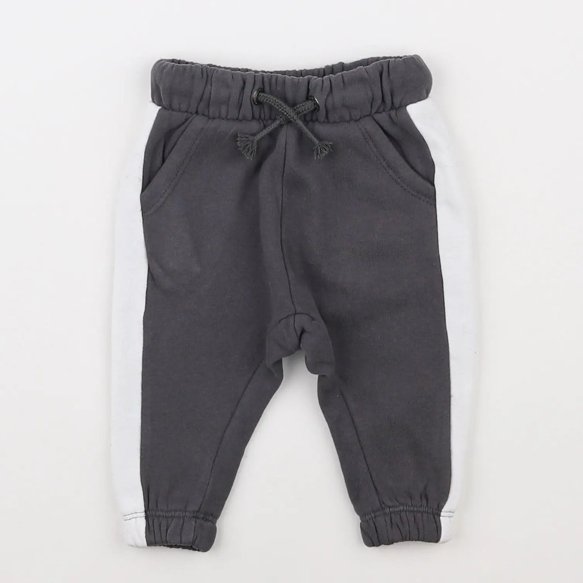 Vertbaudet - jogging gris, blanc - 3 mois