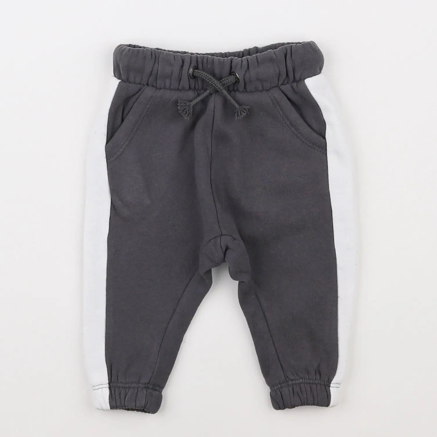 Vertbaudet - jogging gris, blanc - 3 mois