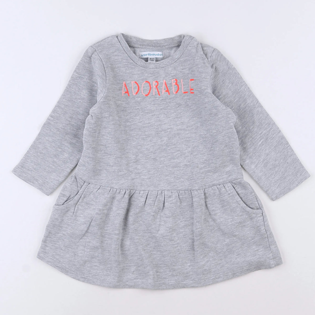 Vertbaudet - robe gris - 18 mois