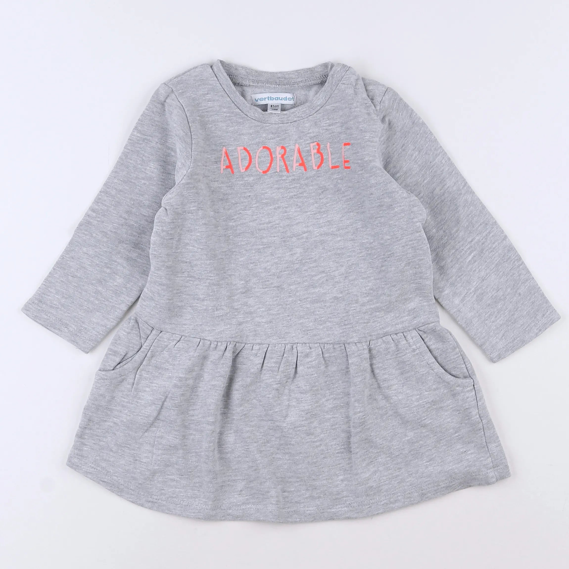 Vertbaudet - robe gris - 18 mois