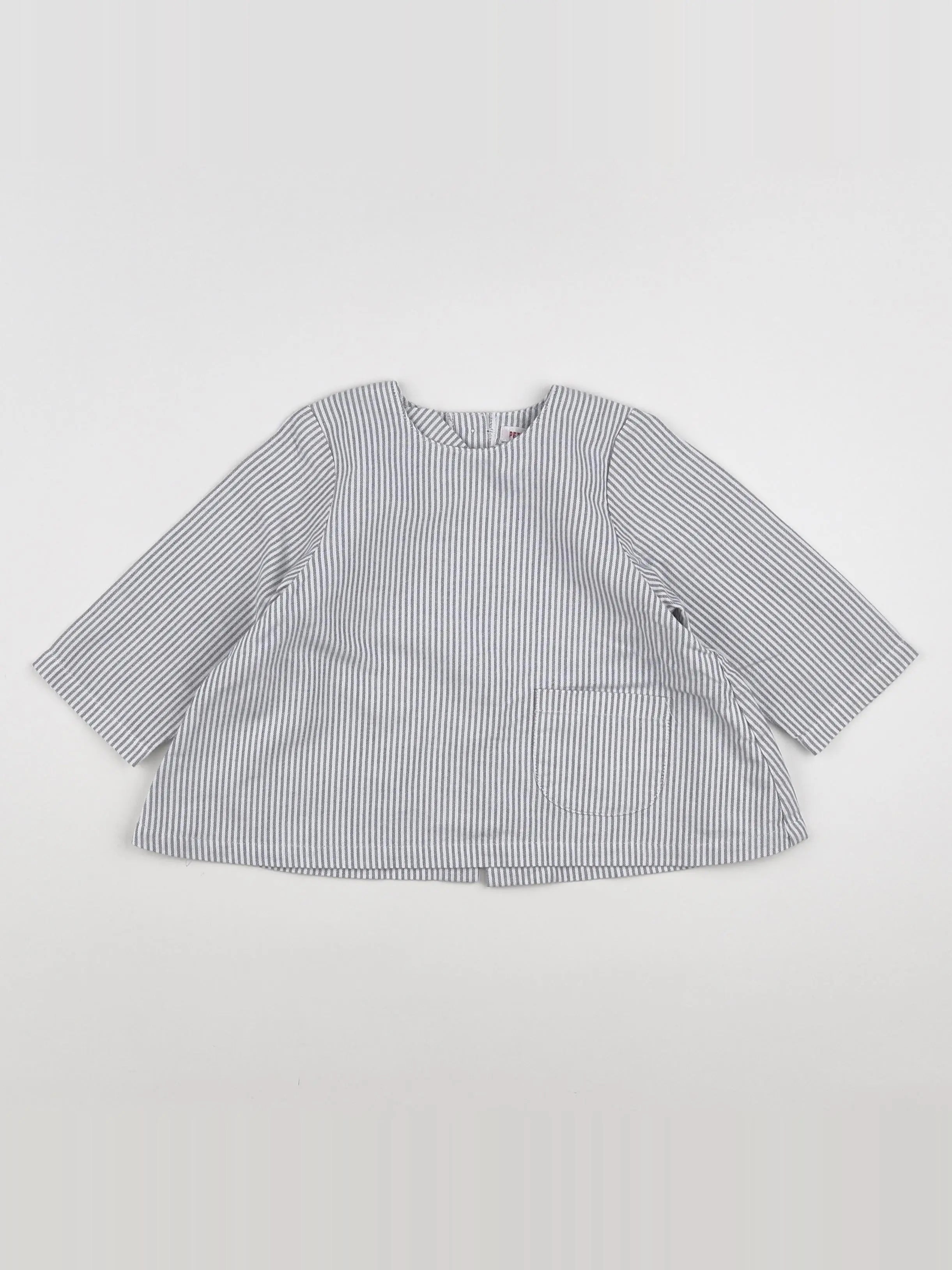 Petit Bec - blouse blanc, bleu - 12 mois