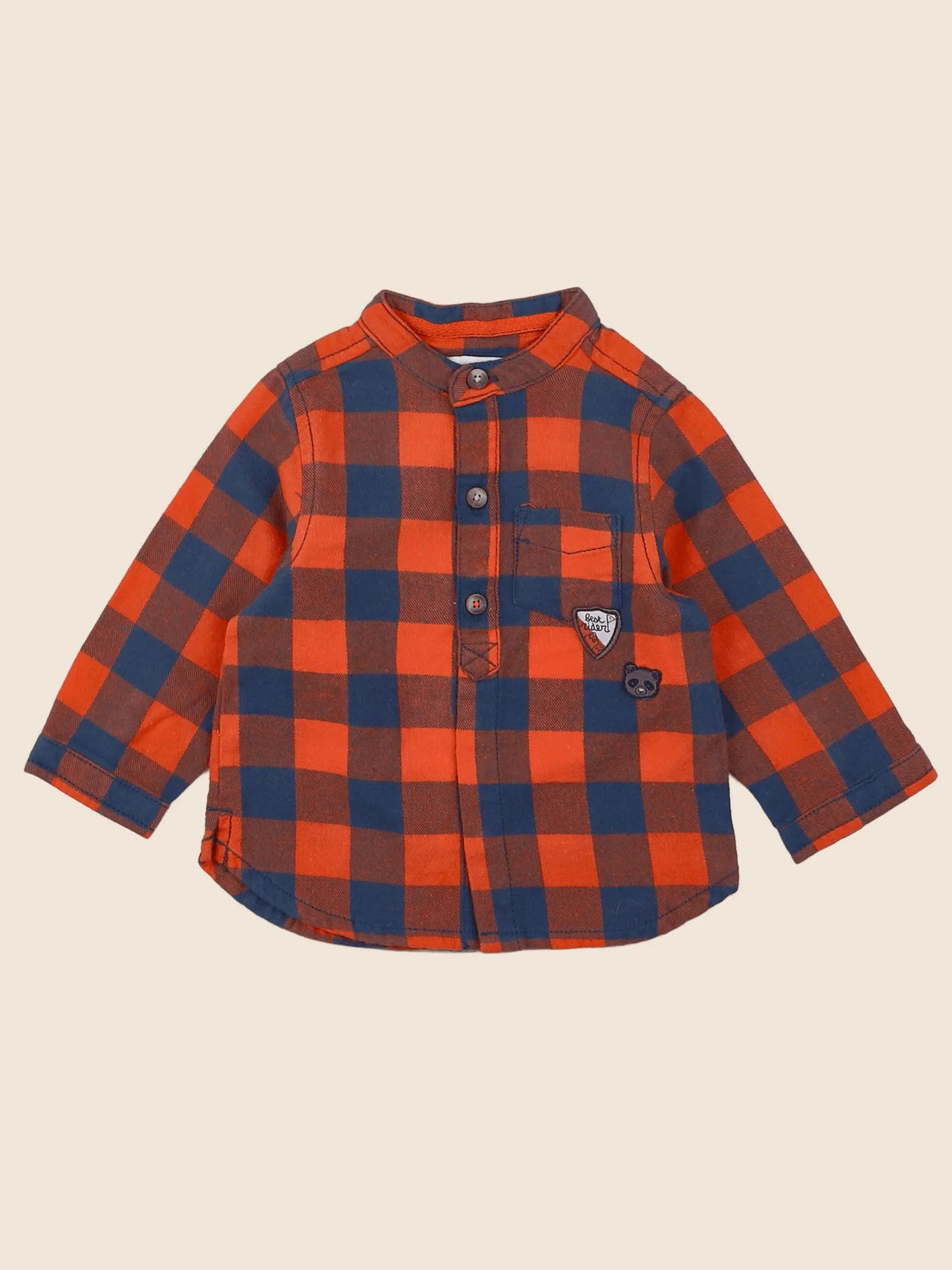 Vertbaudet - chemise orange, bleu - 9 mois