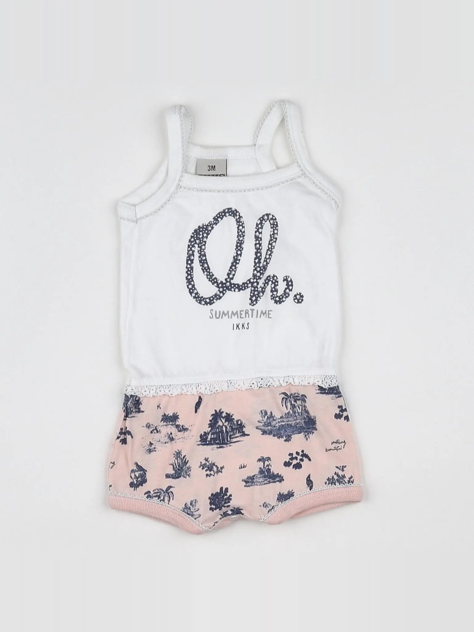 IKKS - body vetement blanc, rose - 3 mois