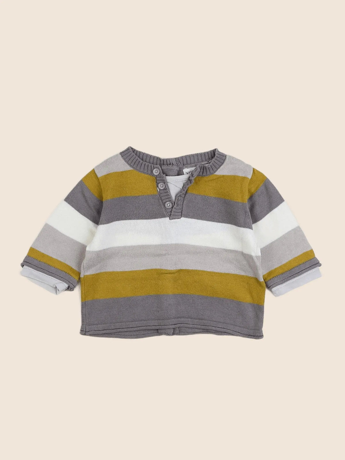 Vertbaudet - pull gris, jaune, multicolore - 3 mois