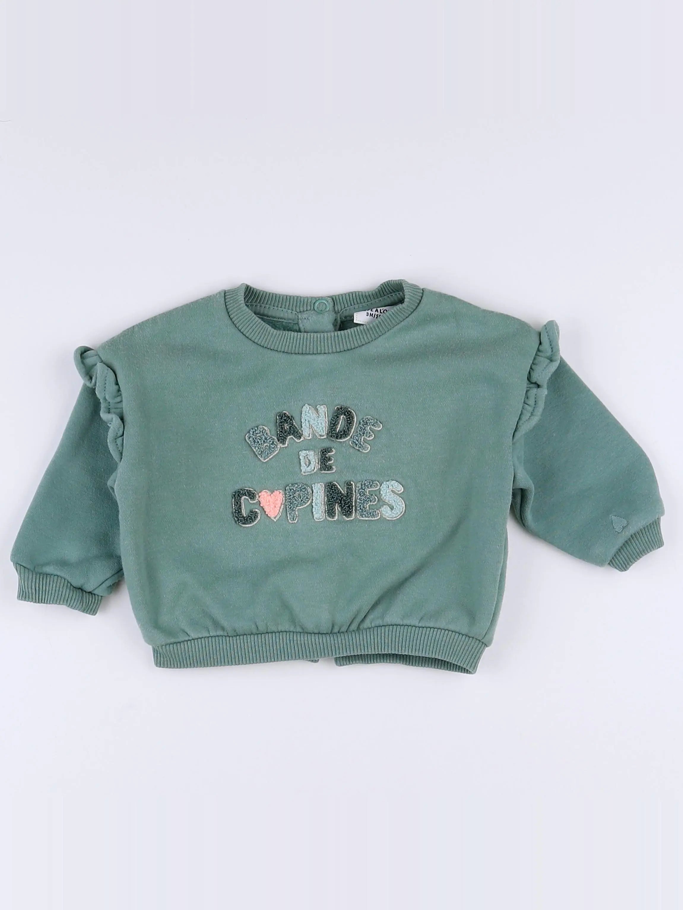 Tape à l'oeil - sweat vert - 3 mois