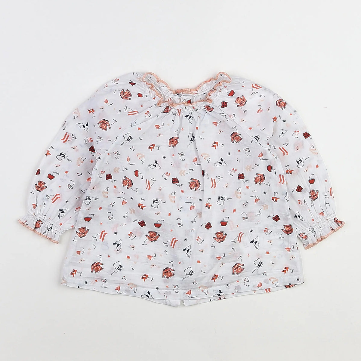 Vertbaudet - blouse blanc, orange - 18 mois