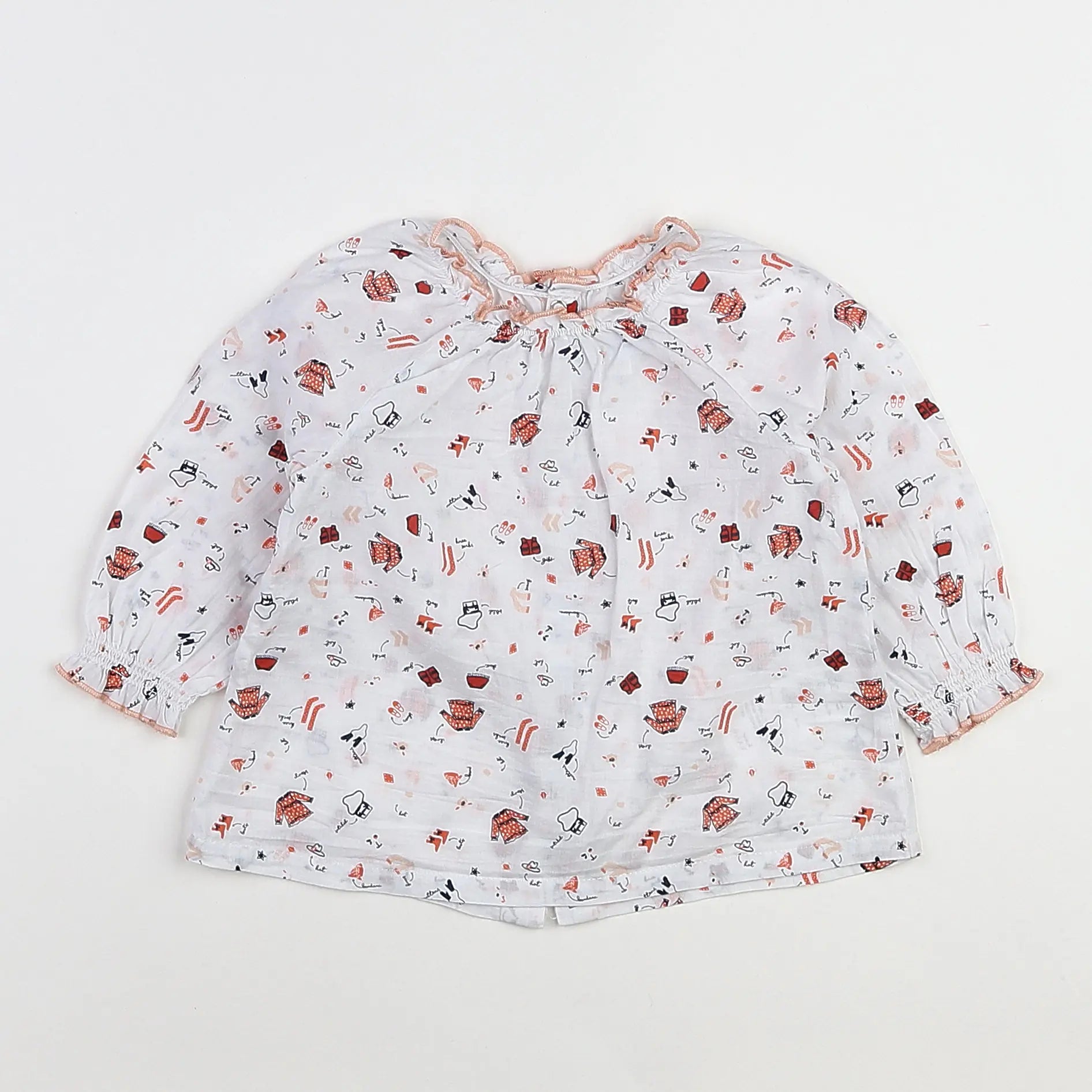 Vertbaudet - blouse blanc, orange - 18 mois