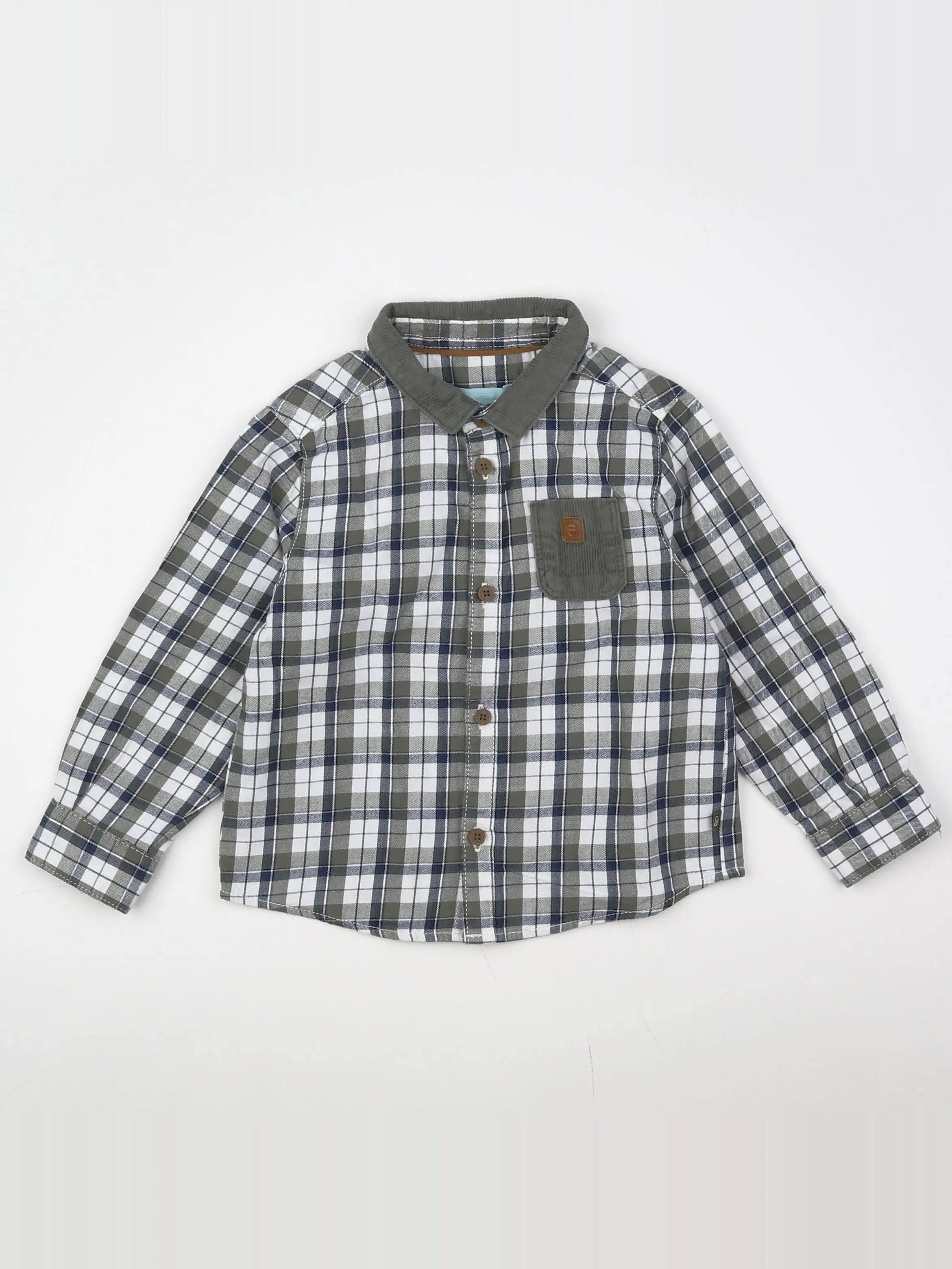 Okaidi - chemise blanc, vert - 2 ans