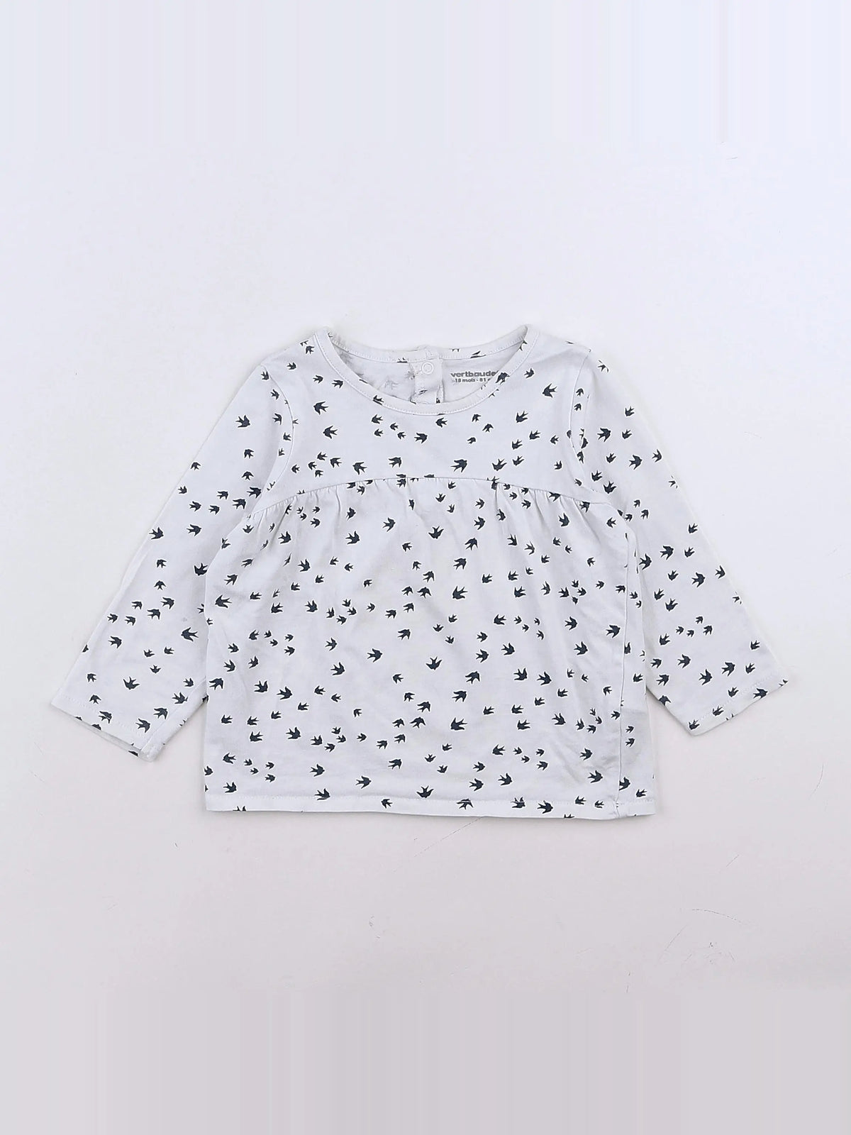 Vertbaudet - tee-shirt blanc, bleu - 12 mois