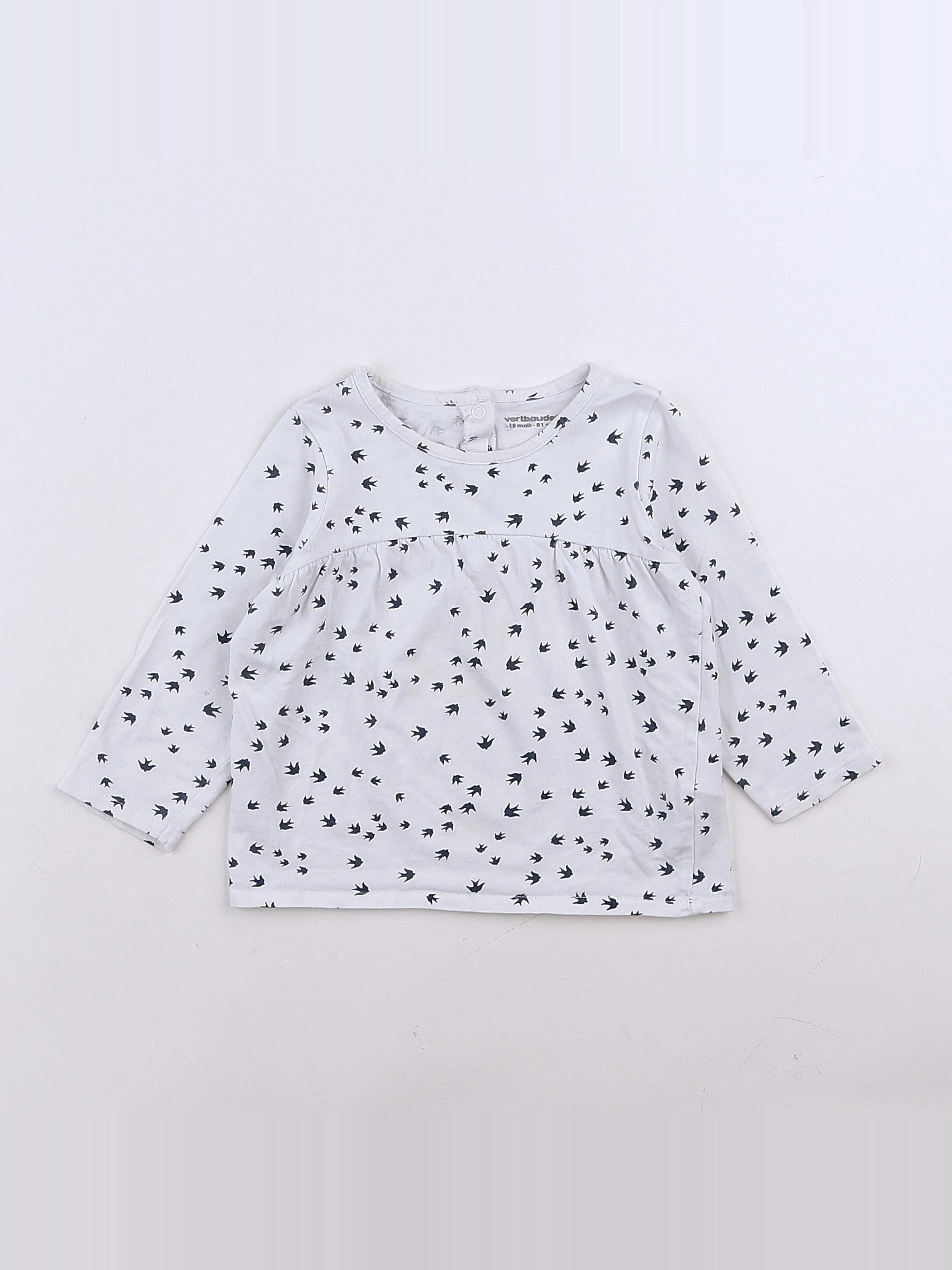 Vertbaudet - tee-shirt blanc, bleu - 12 mois