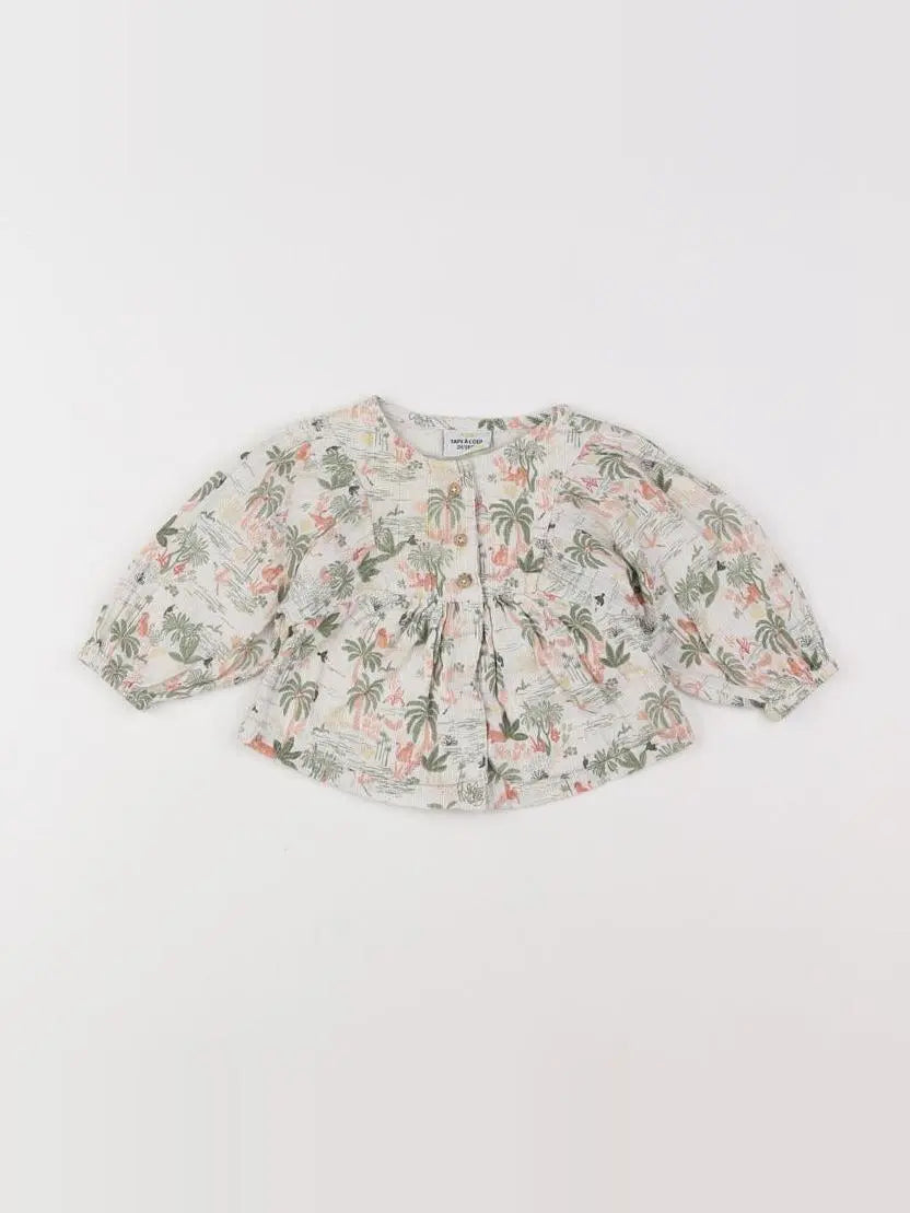 Tape à l'oeil - blouse blanc, vert - 3 mois