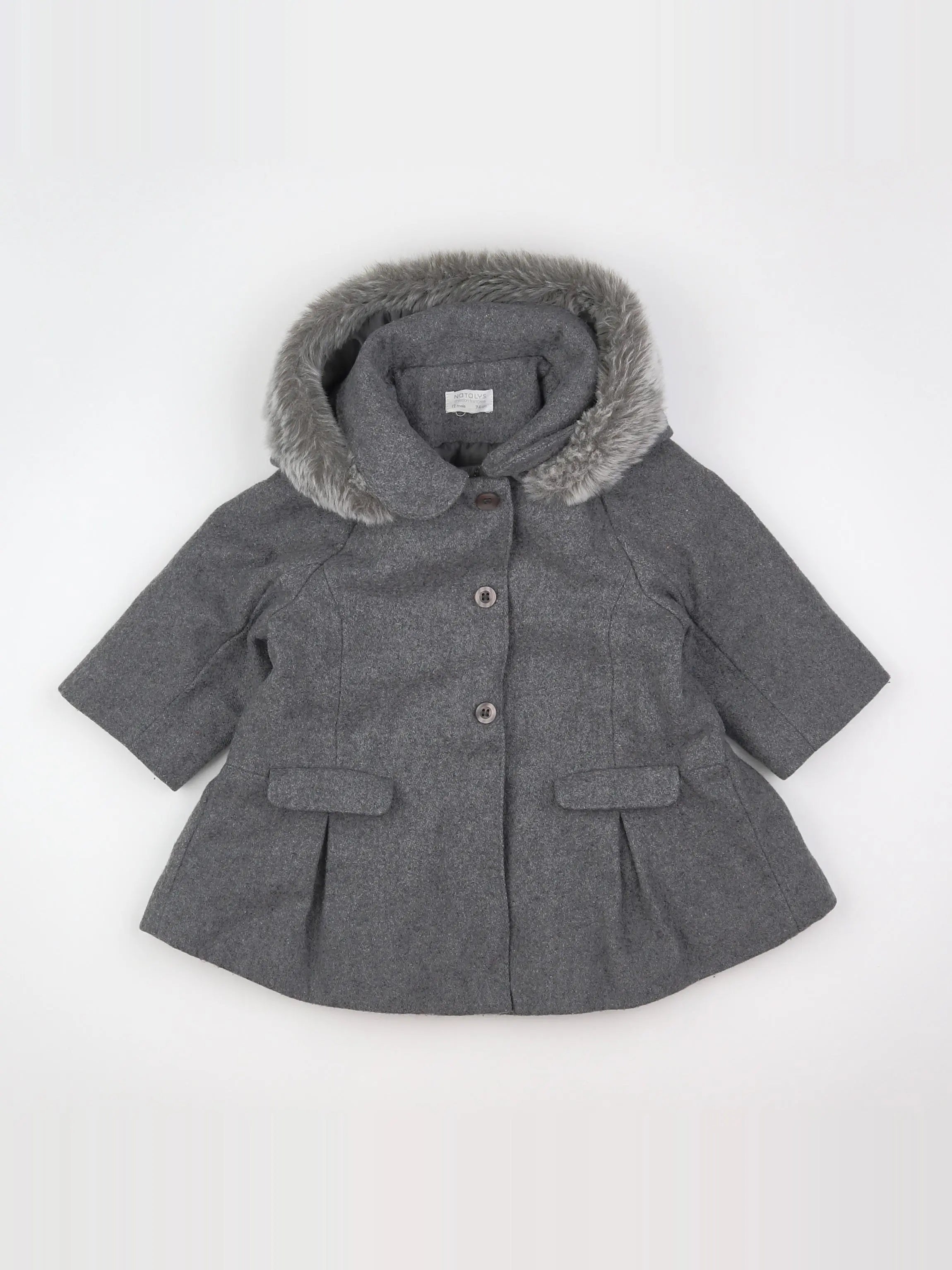 Natalys - manteau gris - 12 mois