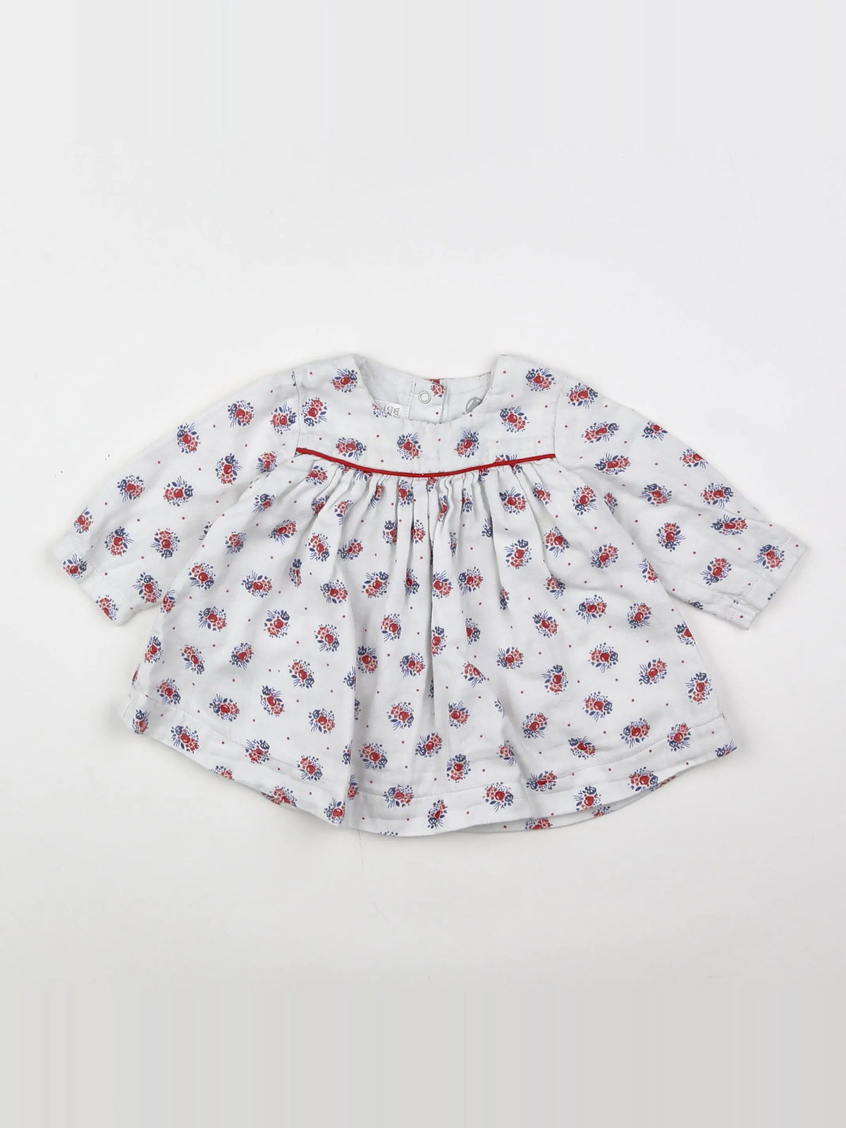 Petit Bateau - robe blanc, bleu - 3 mois