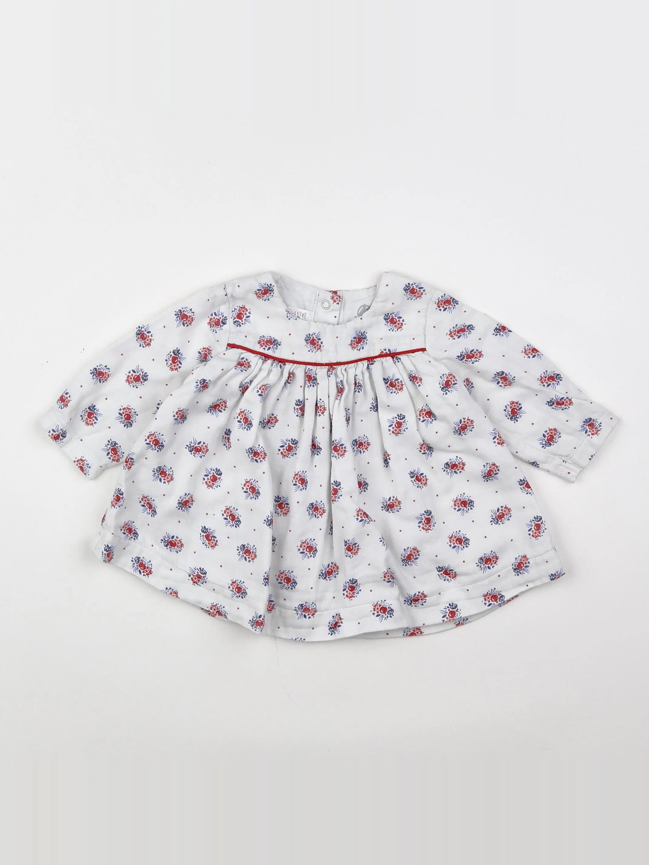 Petit Bateau - robe blanc, bleu - 3 mois