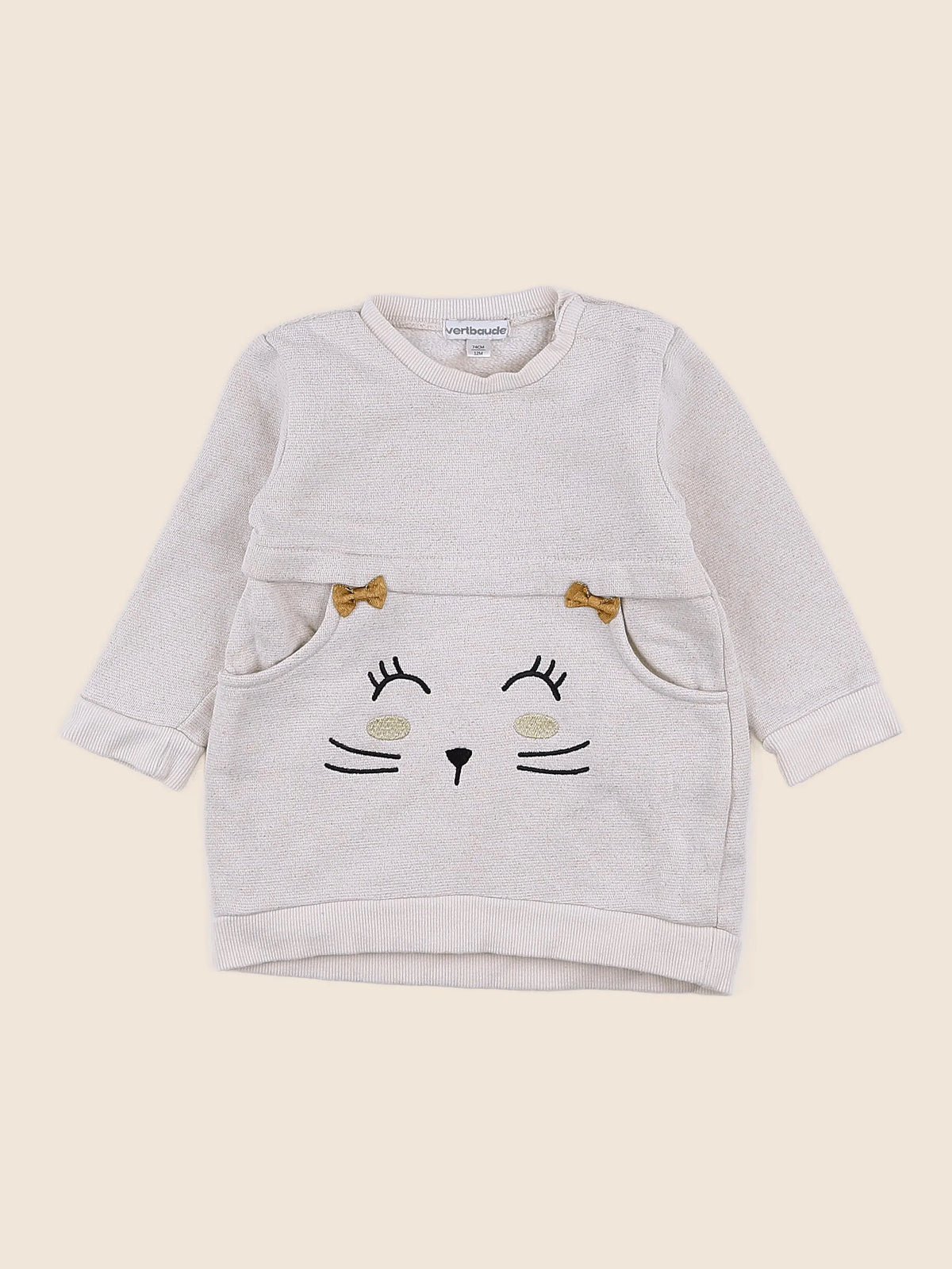 Vertbaudet - robe beige, or - 12 mois