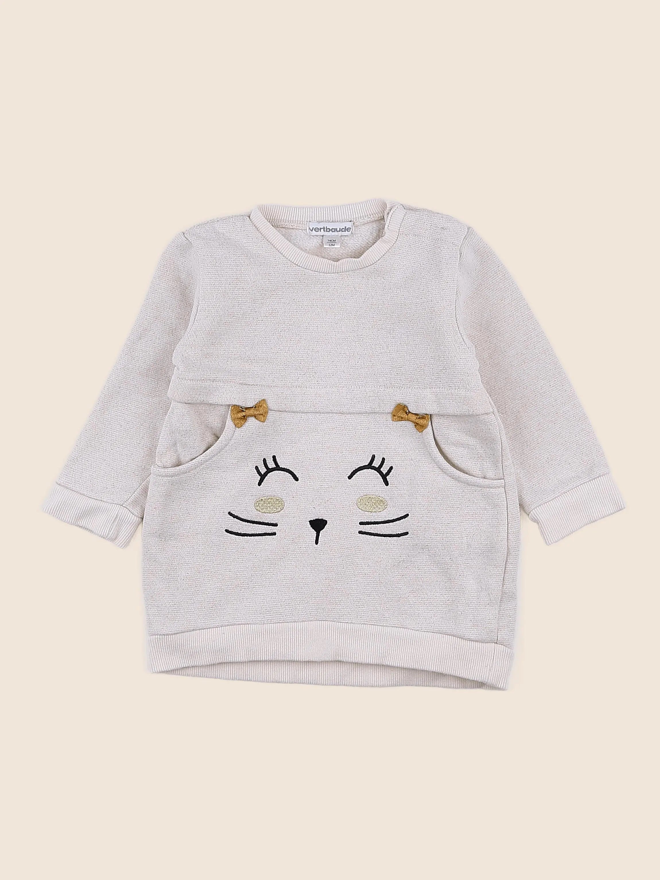 Vertbaudet - robe beige, or - 12 mois