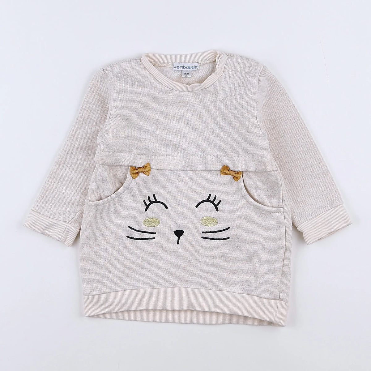 Vertbaudet - robe beige, or - 12 mois