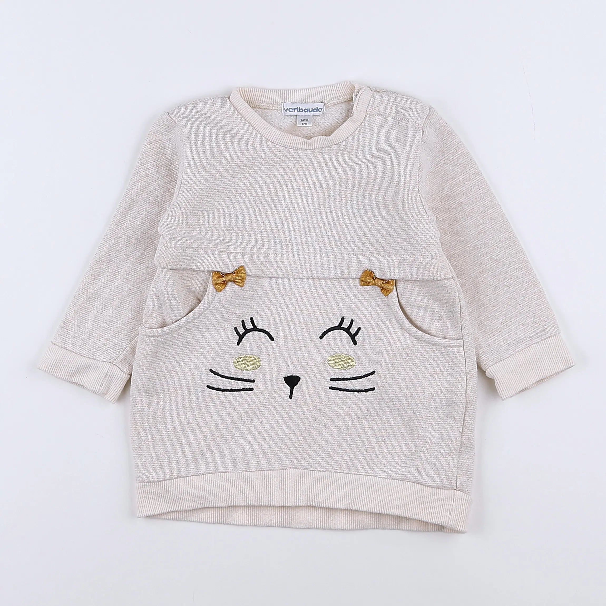 Vertbaudet - robe beige, or - 12 mois