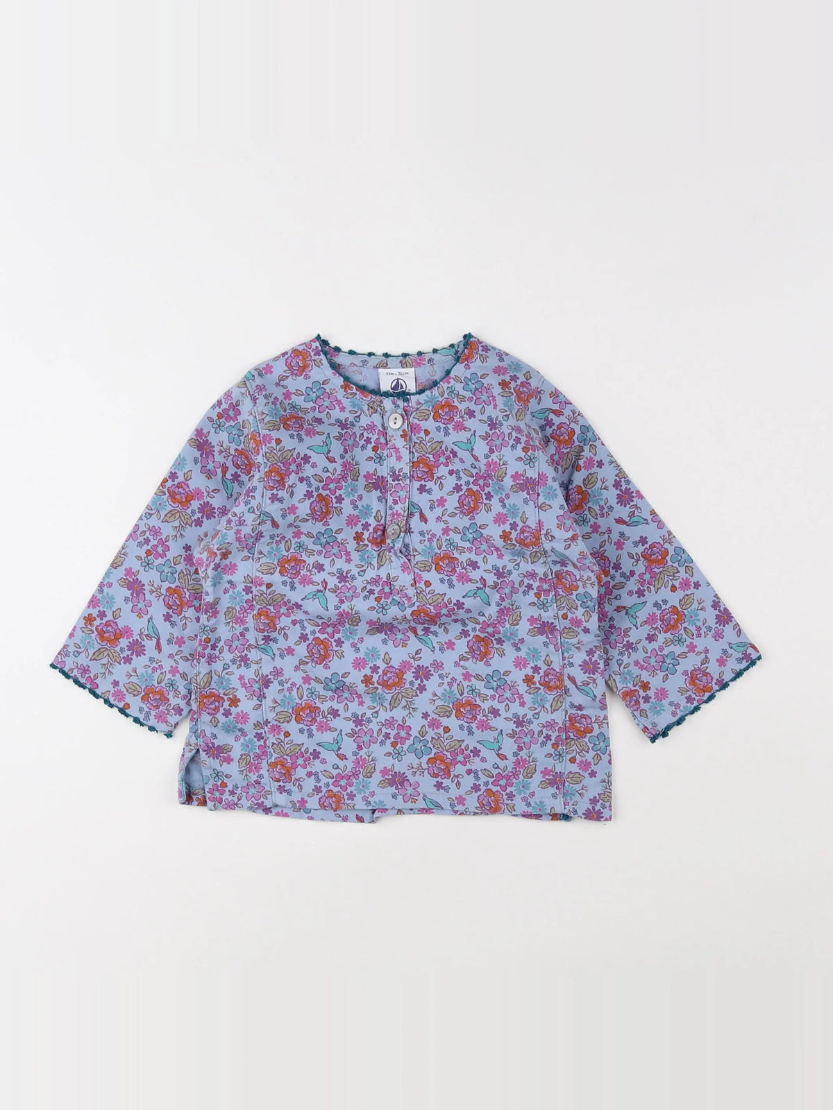 Petit Bateau - blouse bleu - 12 mois