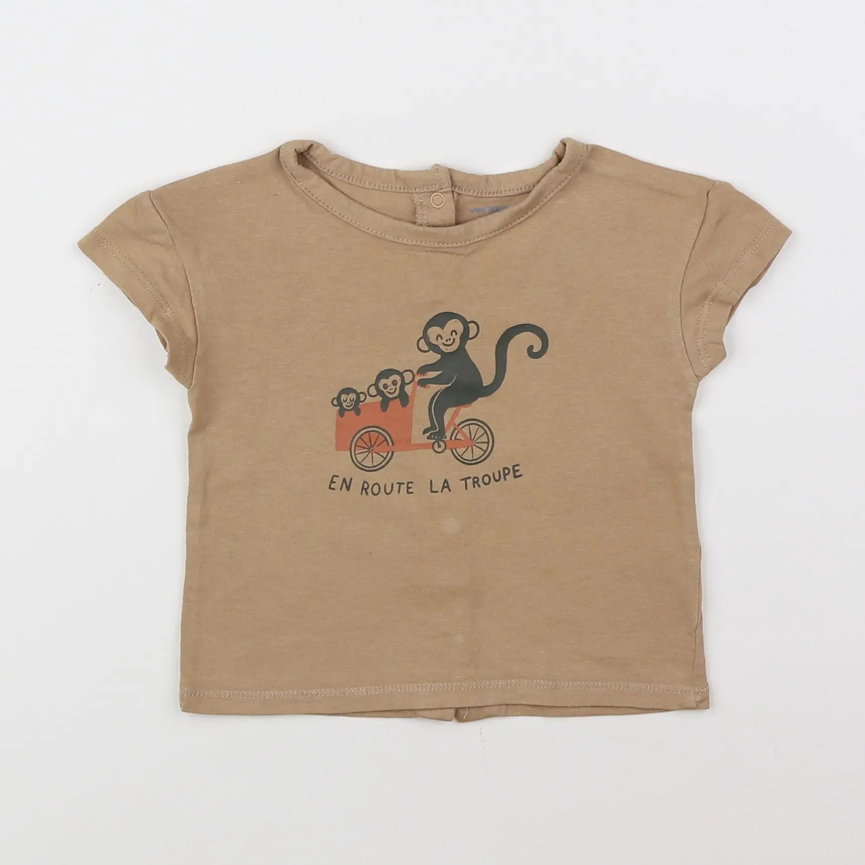 Vertbaudet - tee-shirt marron - 6 mois
