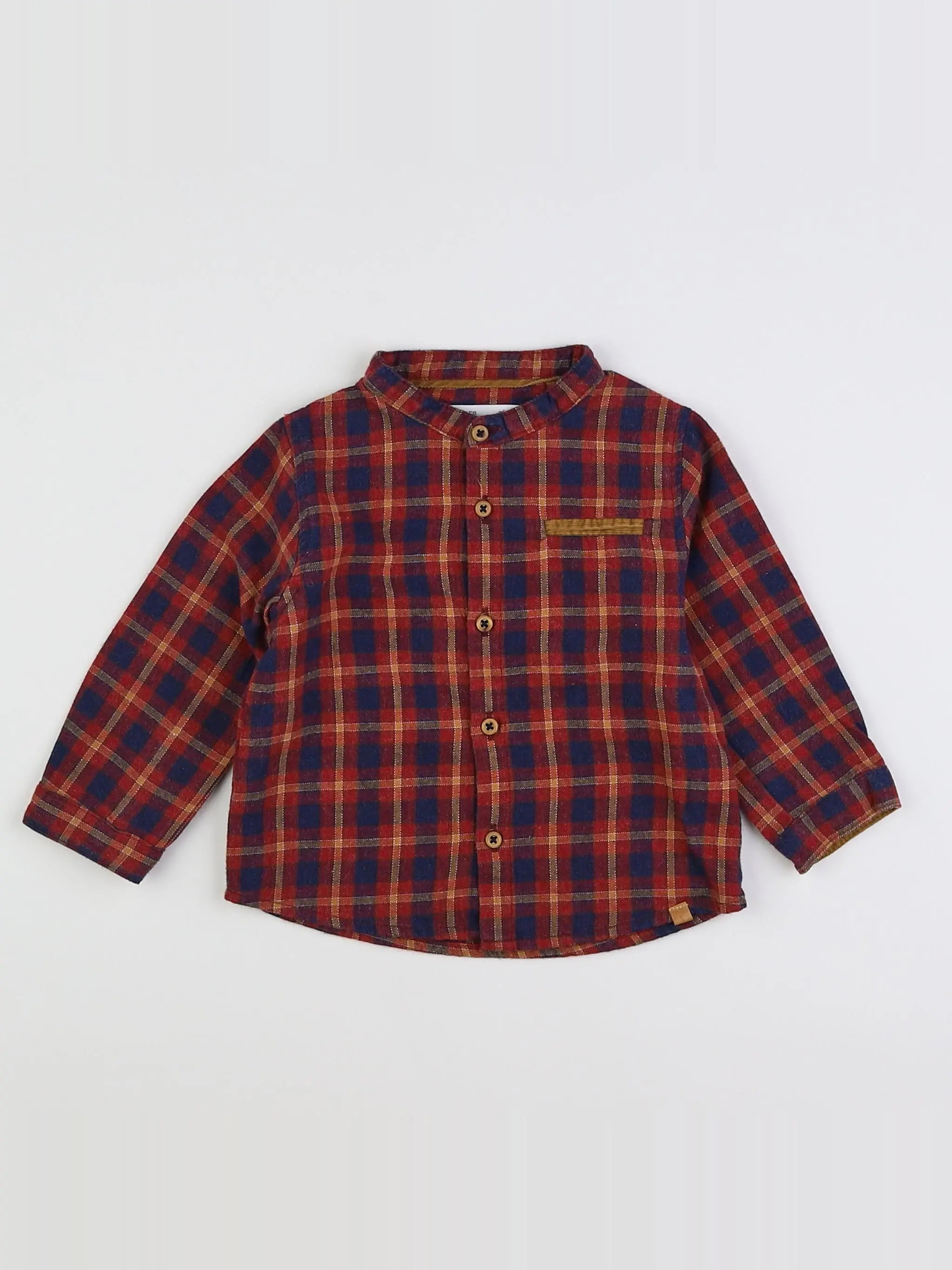 Zara - chemise rouge, bleu - 6/9 mois