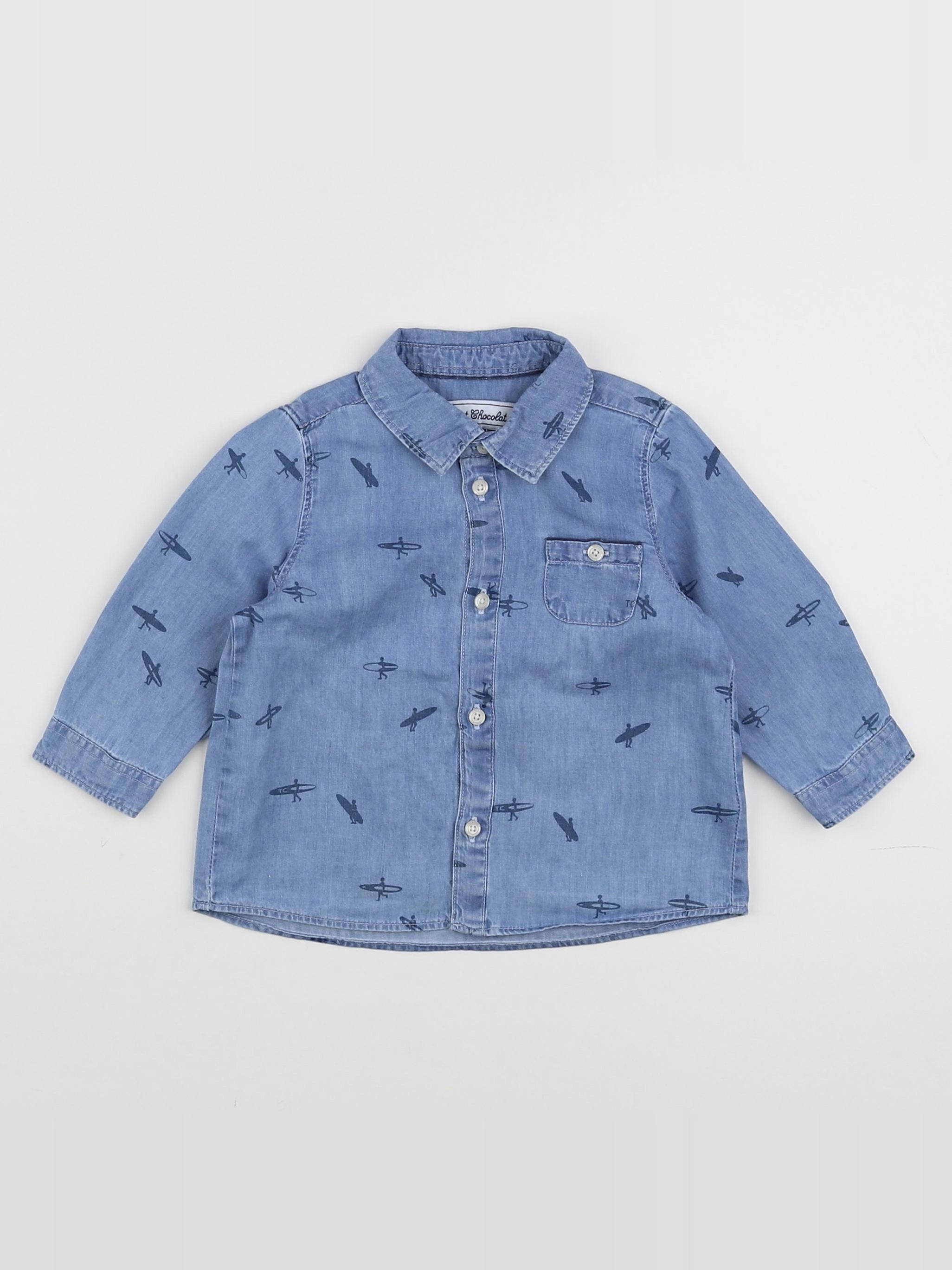 Tartine & Chocolat - chemise bleu - 12 mois