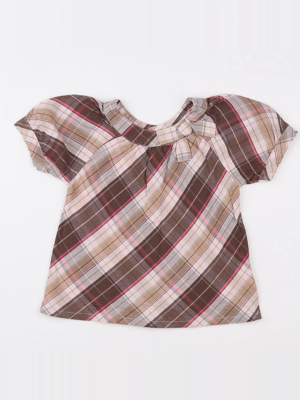 Vertbaudet - blouse blanc, marron - 18 mois