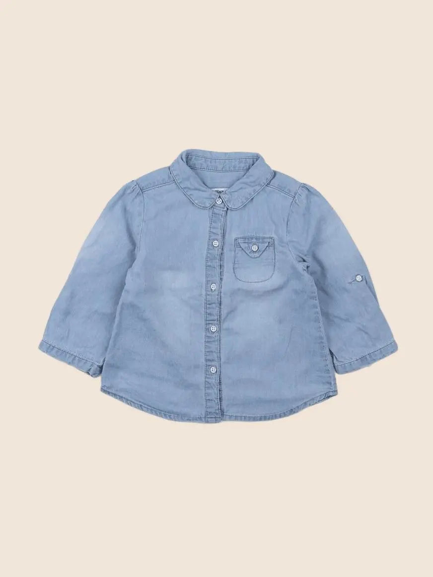 Vertbaudet - chemise bleu - 12 mois