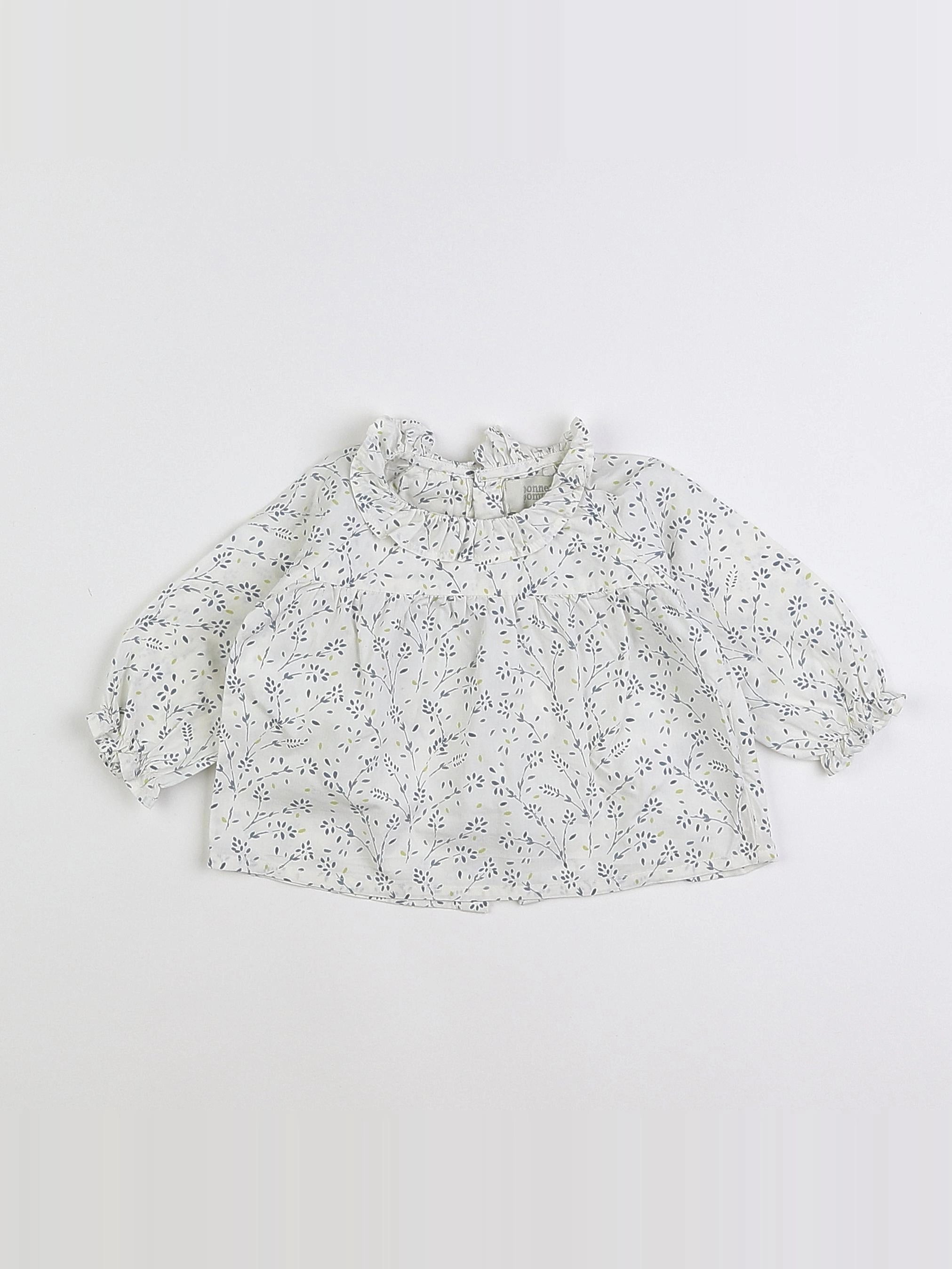 Bonnet à Pompon - blouse blanc - 6 mois