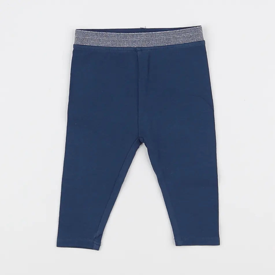 Vertbaudet - legging bleu, argent - 3 mois