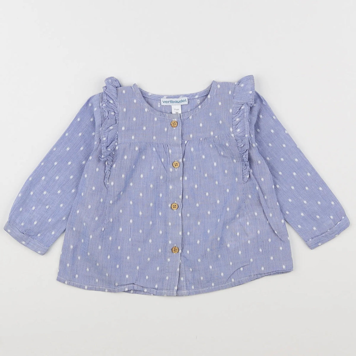 Vertbaudet - blouse bleu, blanc - 9 mois