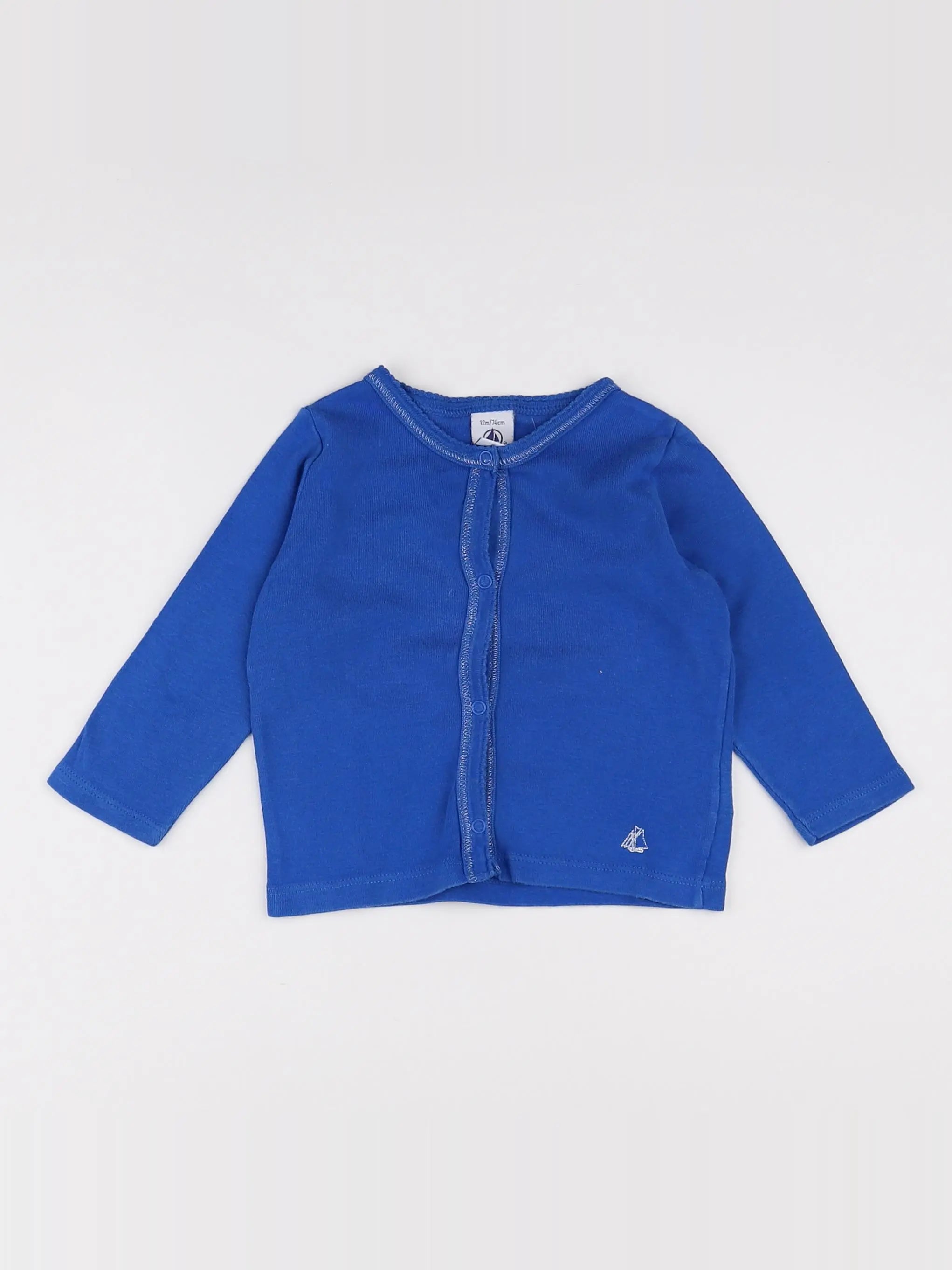 Petit Bateau - tee-shirt bleu - 12 mois