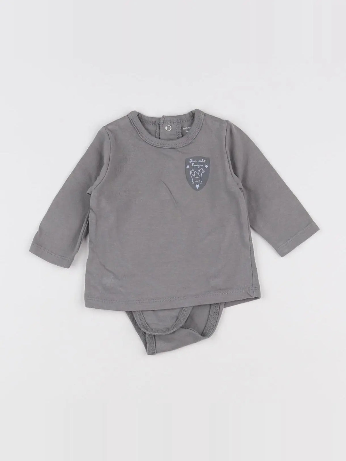 Vertbaudet - body tee-shirt gris - 3 mois