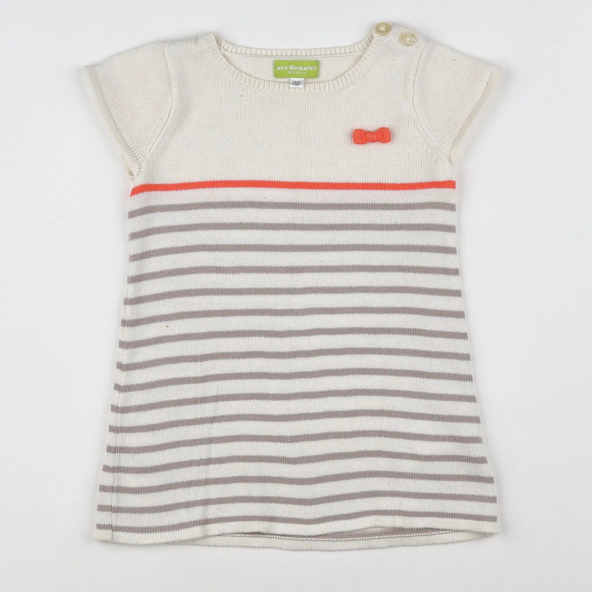 Vertbaudet - robe blanc, rose - 12 mois