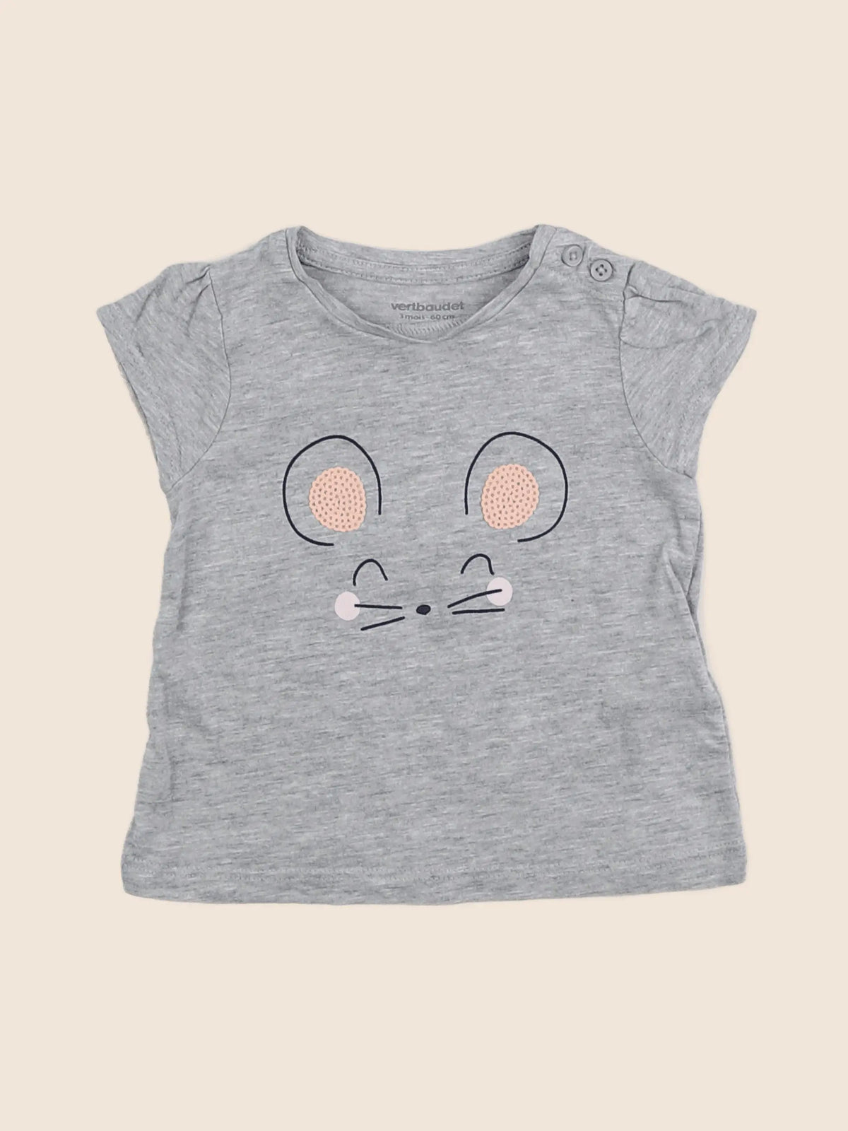 Vertbaudet - tee-shirt gris - 3 mois