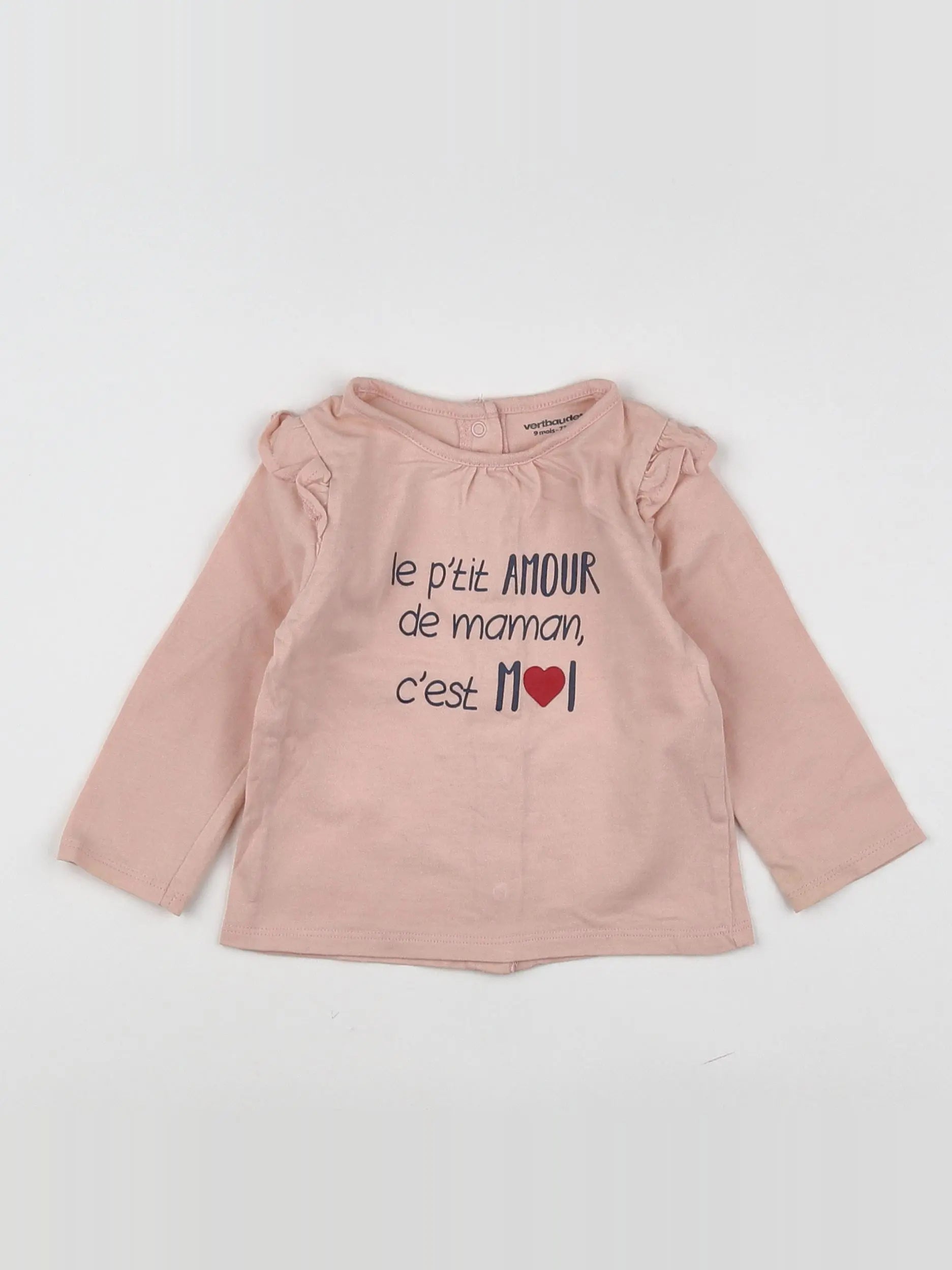 Vertbaudet - tee-shirt rose - 9 mois
