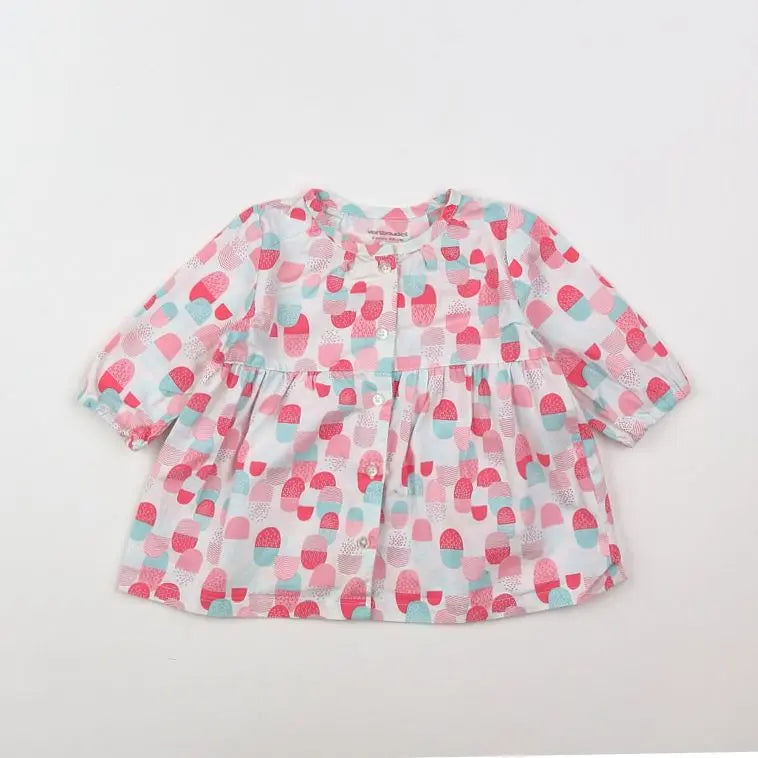 Vertbaudet - robe blanc, rose - 3 mois