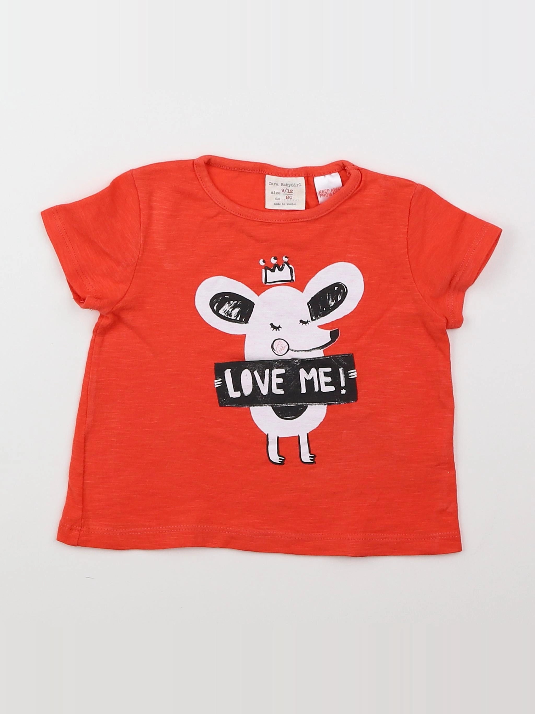 Zara - tee-shirt rouge - 9/12 mois